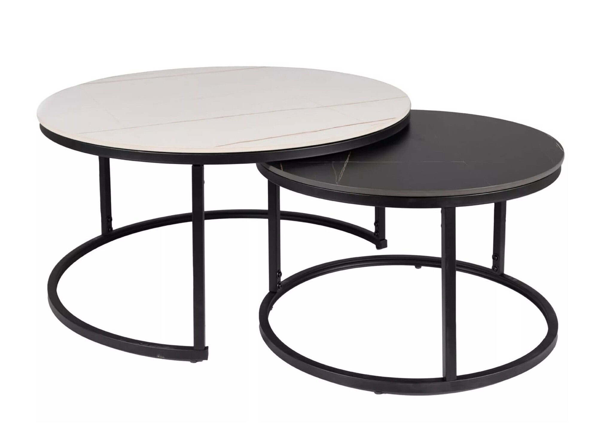 Nest of coffee tables Detroit 607 (White marble + Black marble + Black)