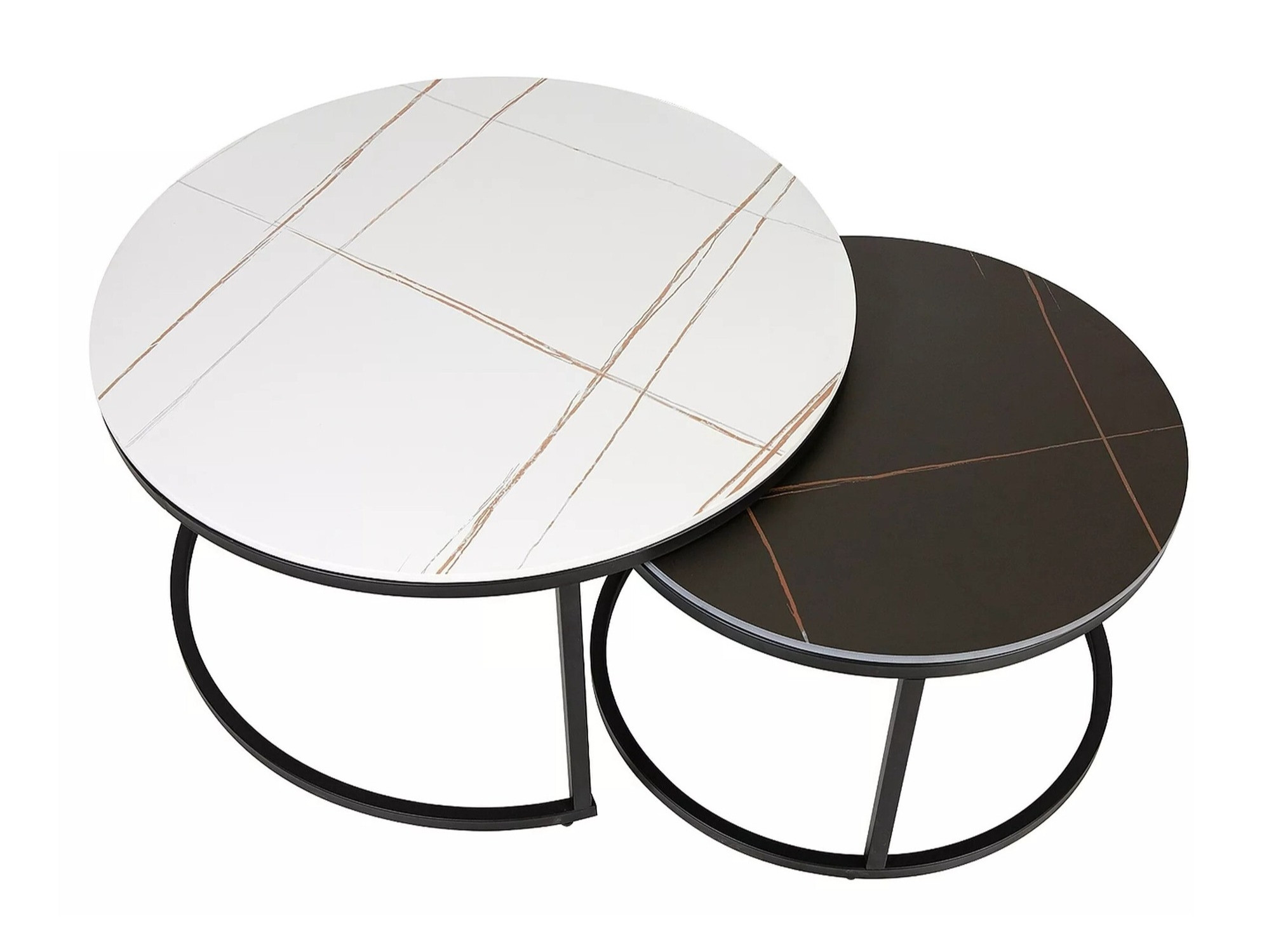 Nest of coffee tables Detroit 607 (White marble + Black marble + Black)