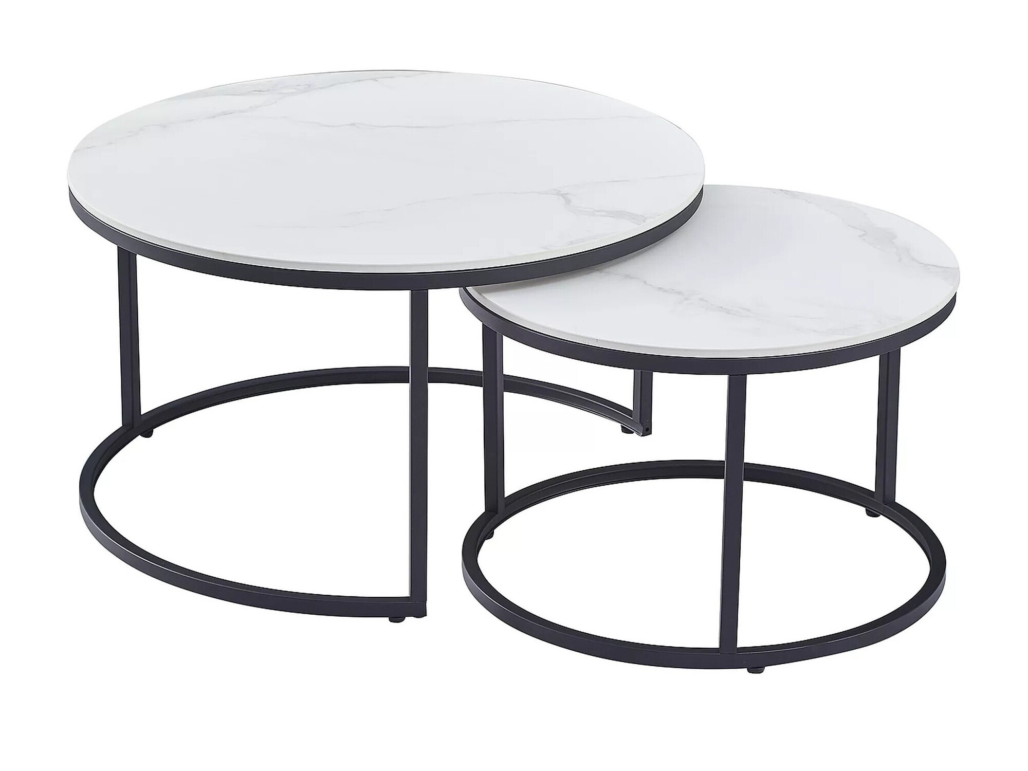 Nest of coffee tables Detroit 607 (White marble + Black)