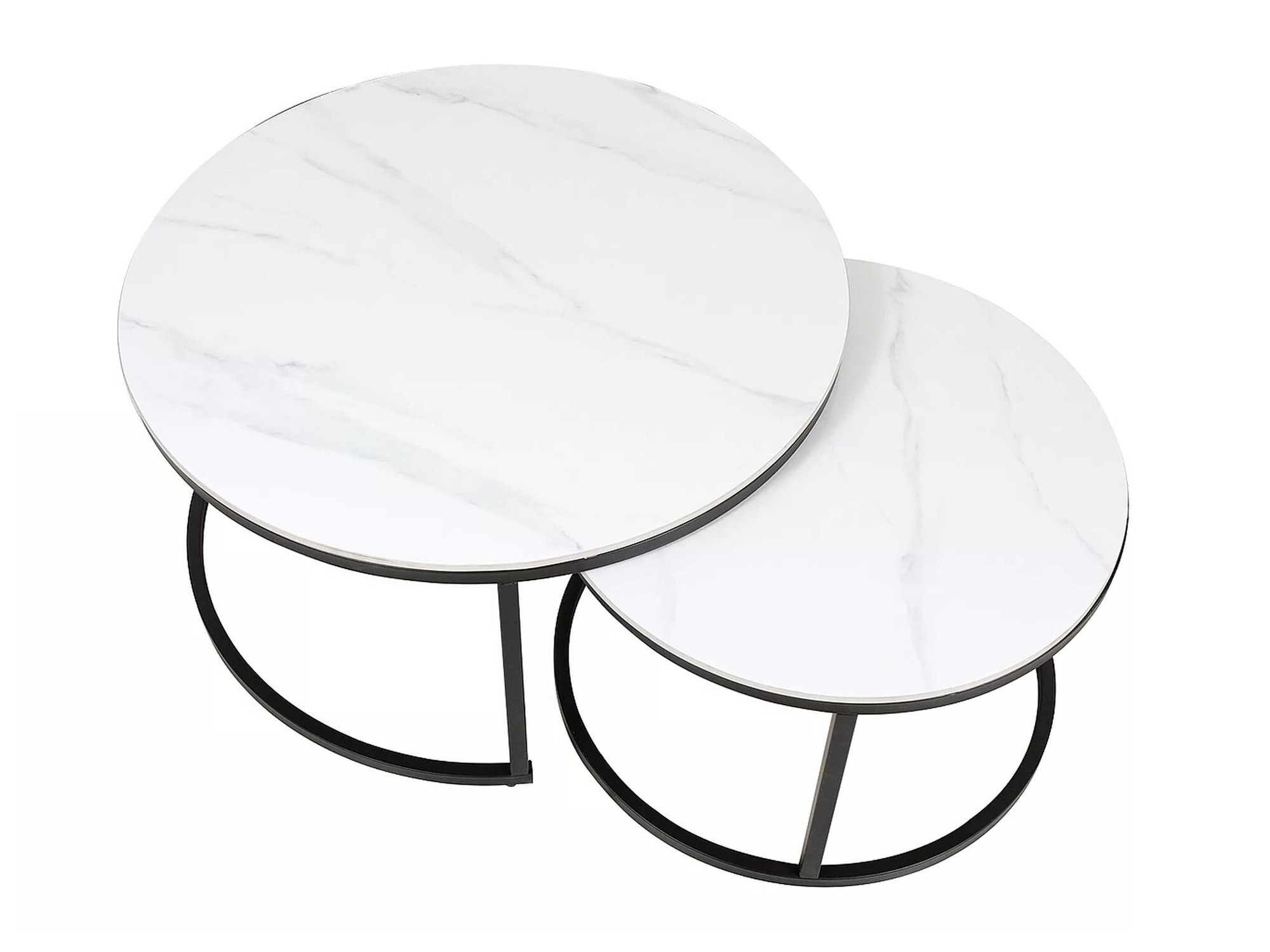 Nest of coffee tables Detroit 607 (White marble + Black)