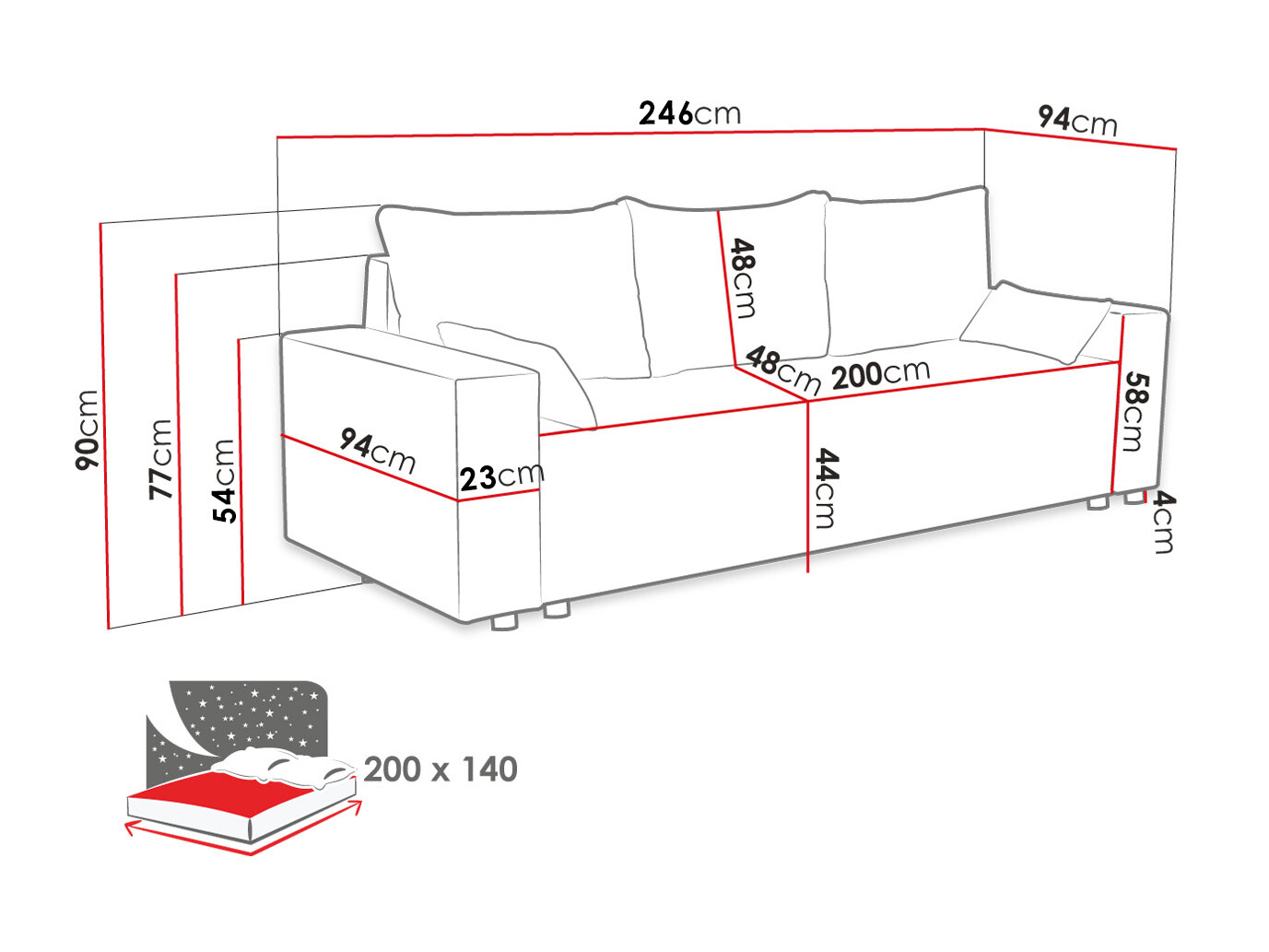 Sofa bed Clovis 104 (Poso 5)