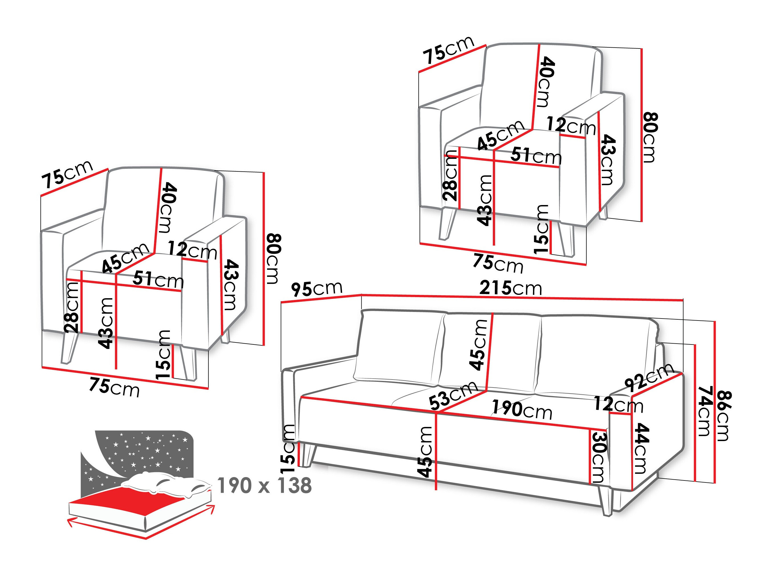 Upholstered furniture set Delbene 133 (Verita 03)