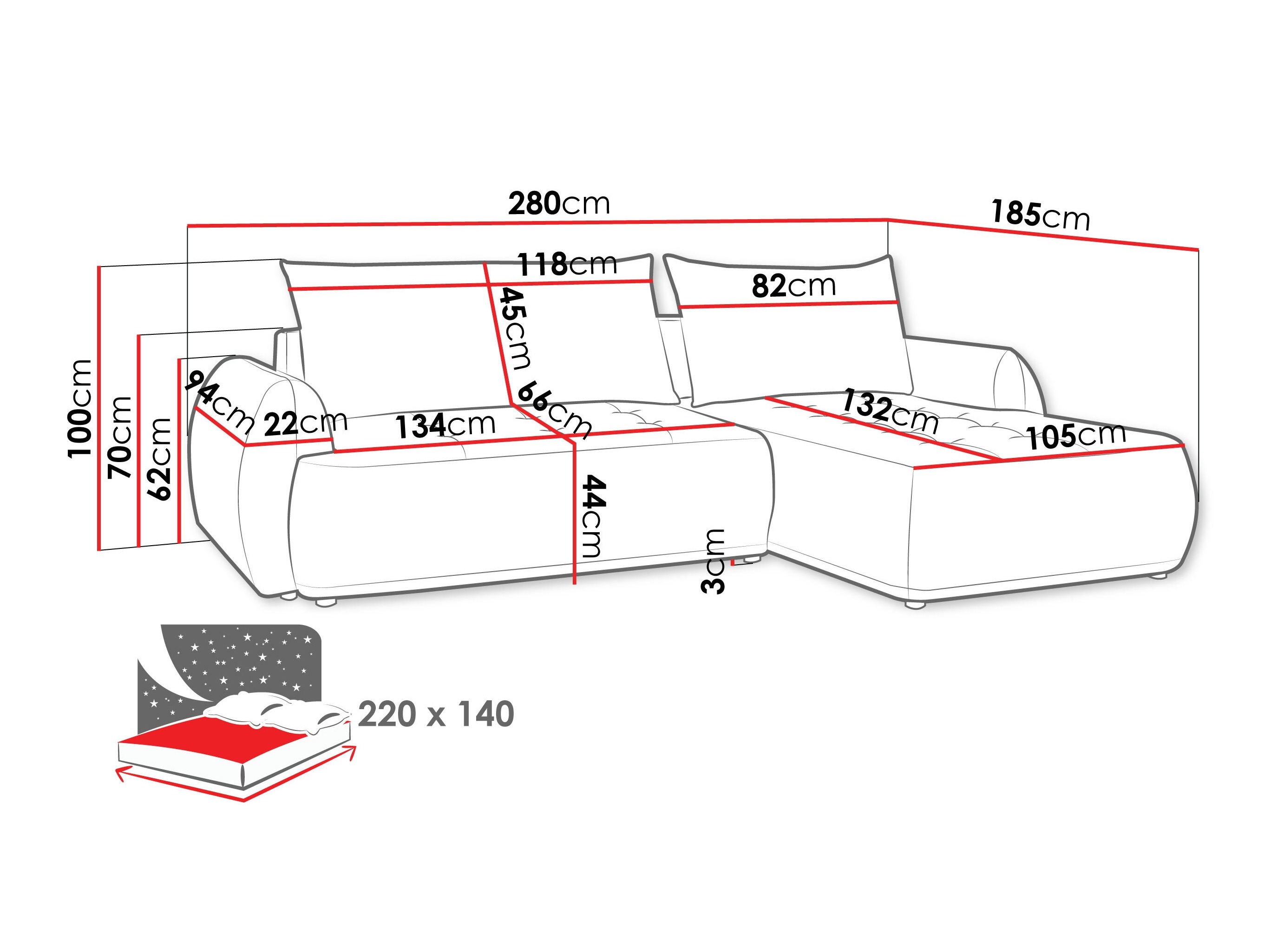 Corner sofa Sora II (Cruz 15)