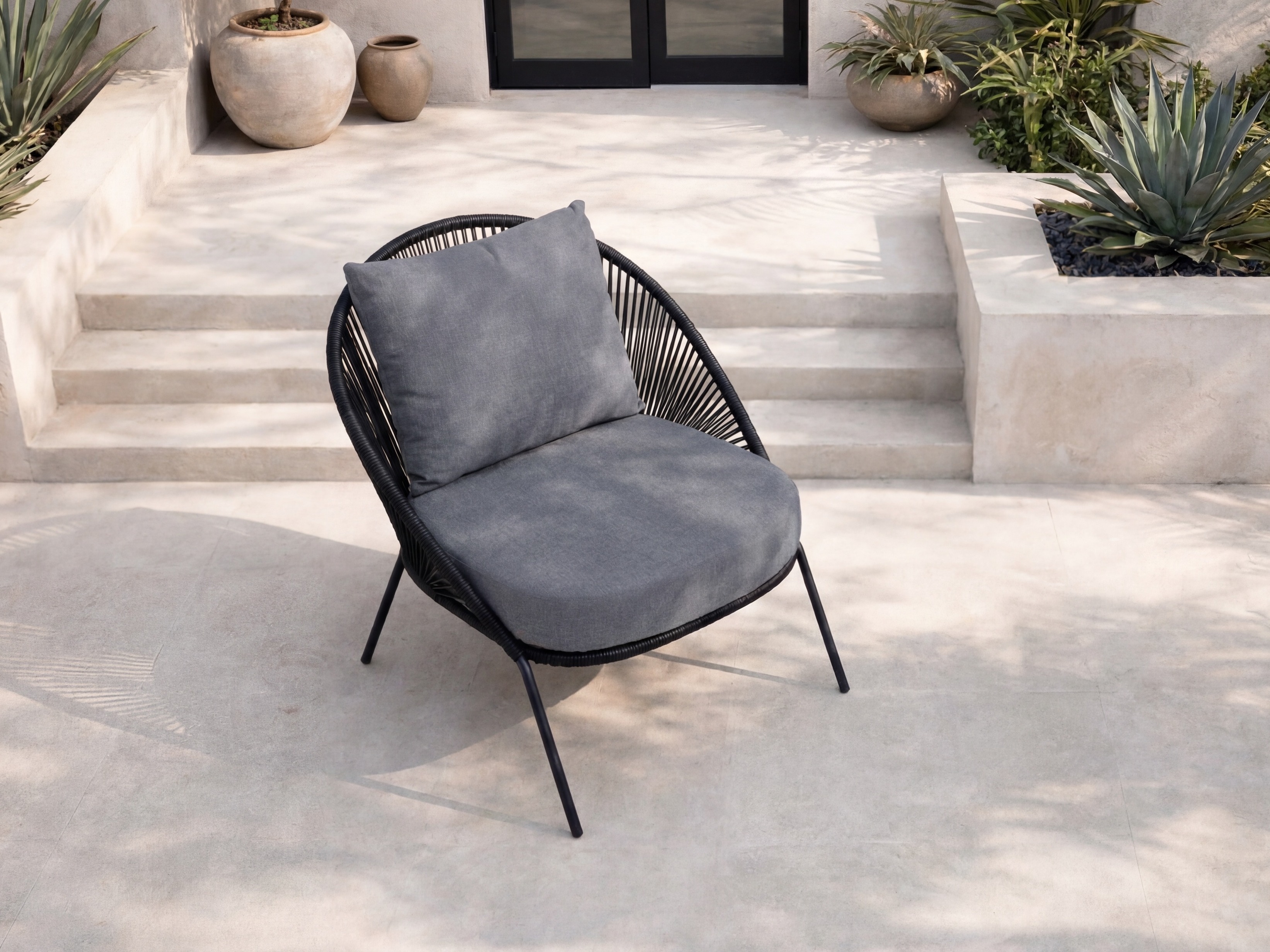 Outdoor armchair Dallas 1079 (Black + Grey)