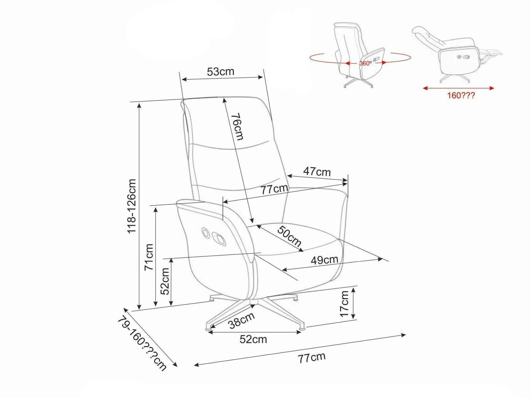 Armchair recliner Detroit 1031 (Raven 45)