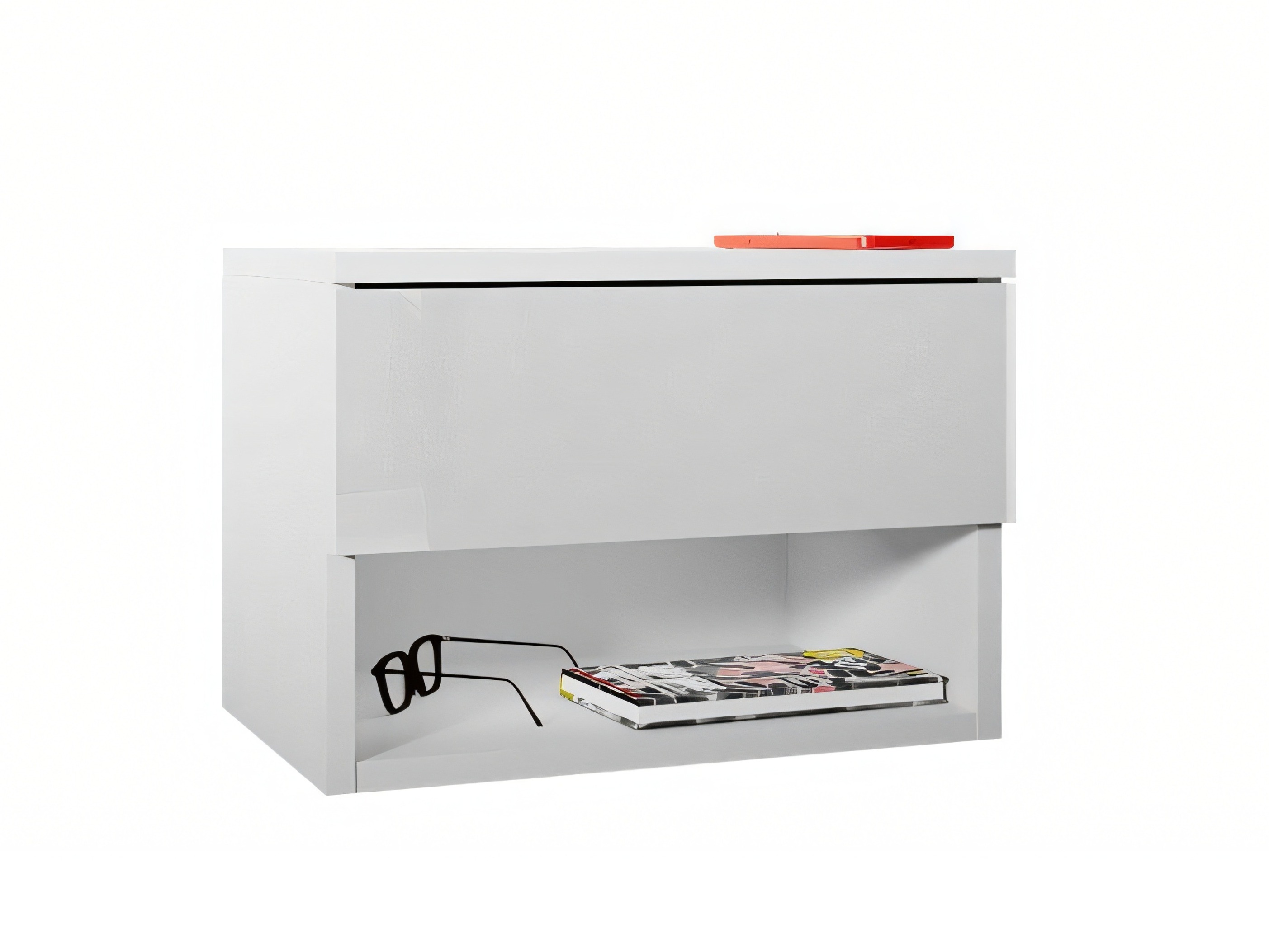 Bedside table Papilix (White + Glossy white)