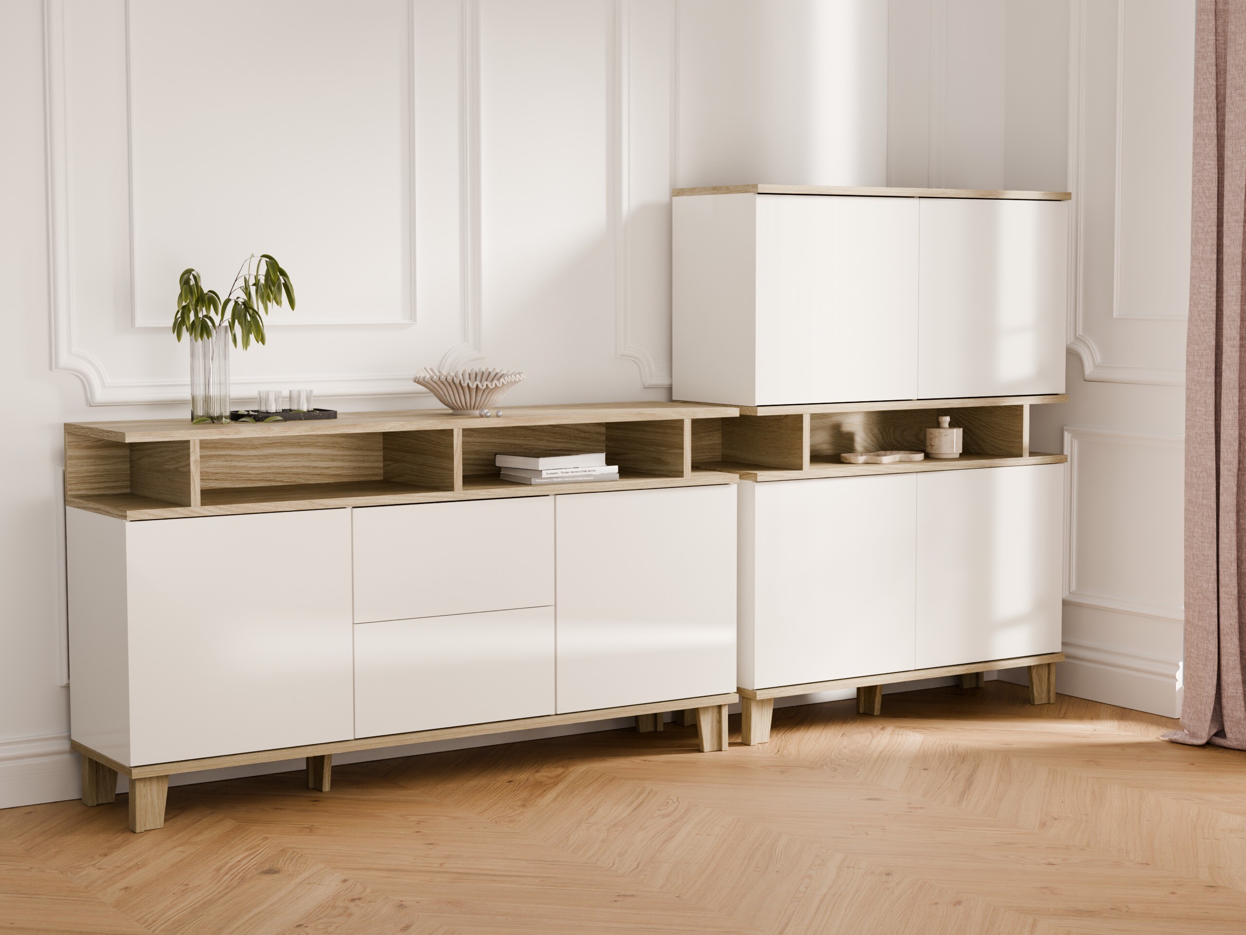 Chest of drawers Evarveru 105 (Glossy white)