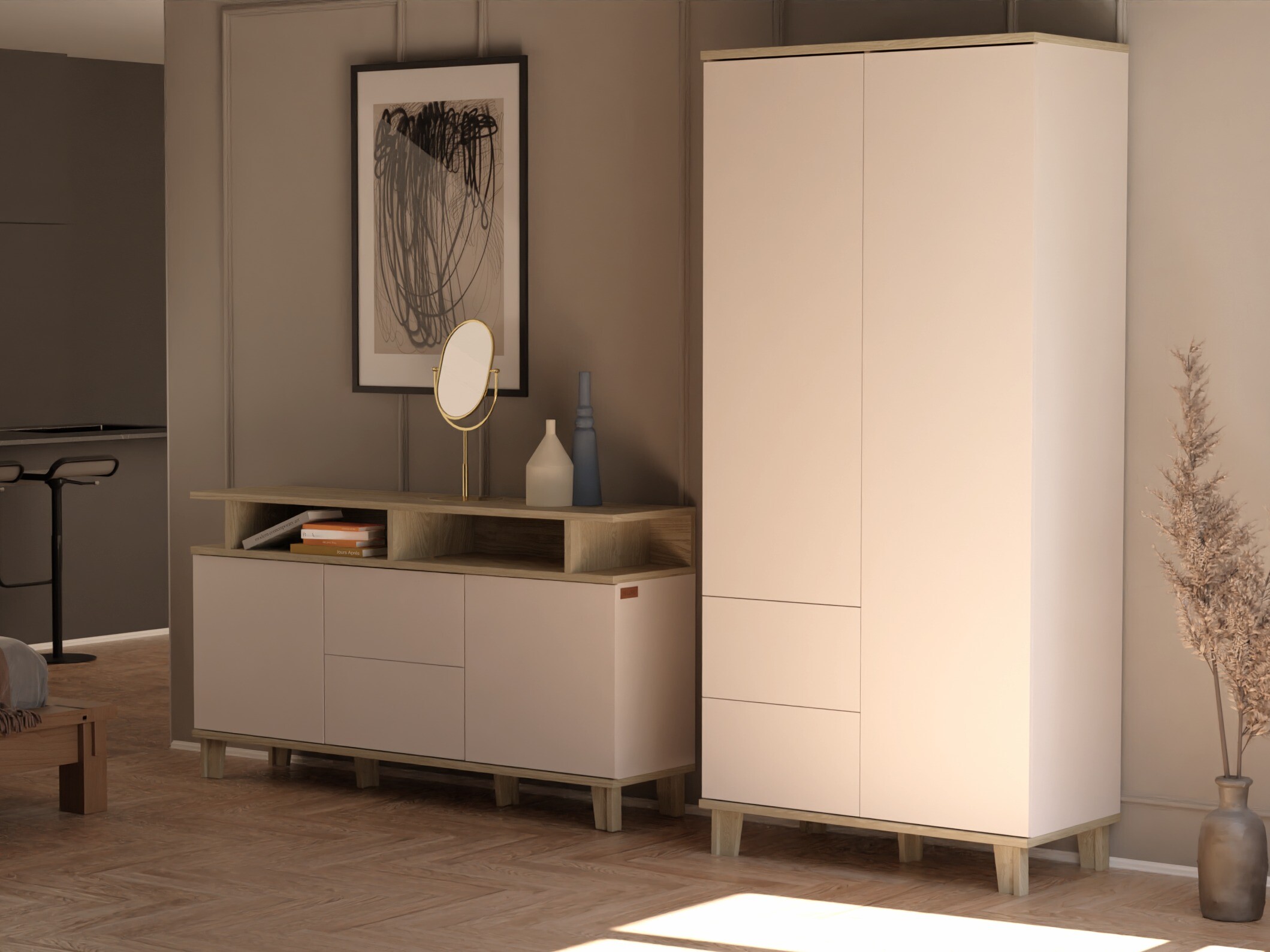 Chest of drawers Evarveru 105 (Matte white)