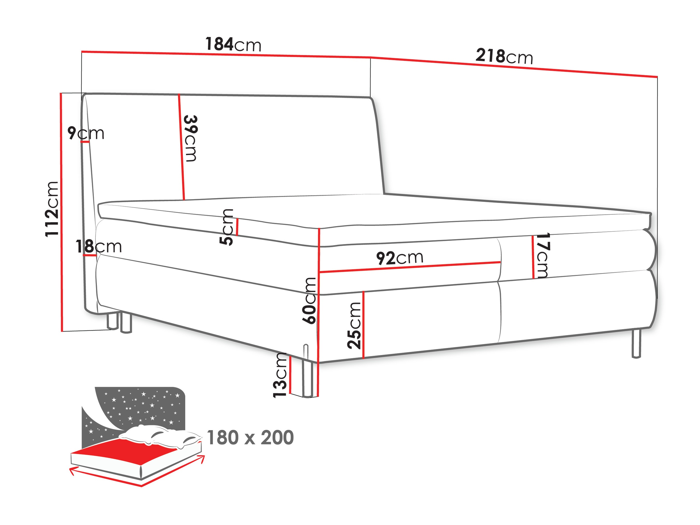 Continental bed Portage 113 (Adventure 80)