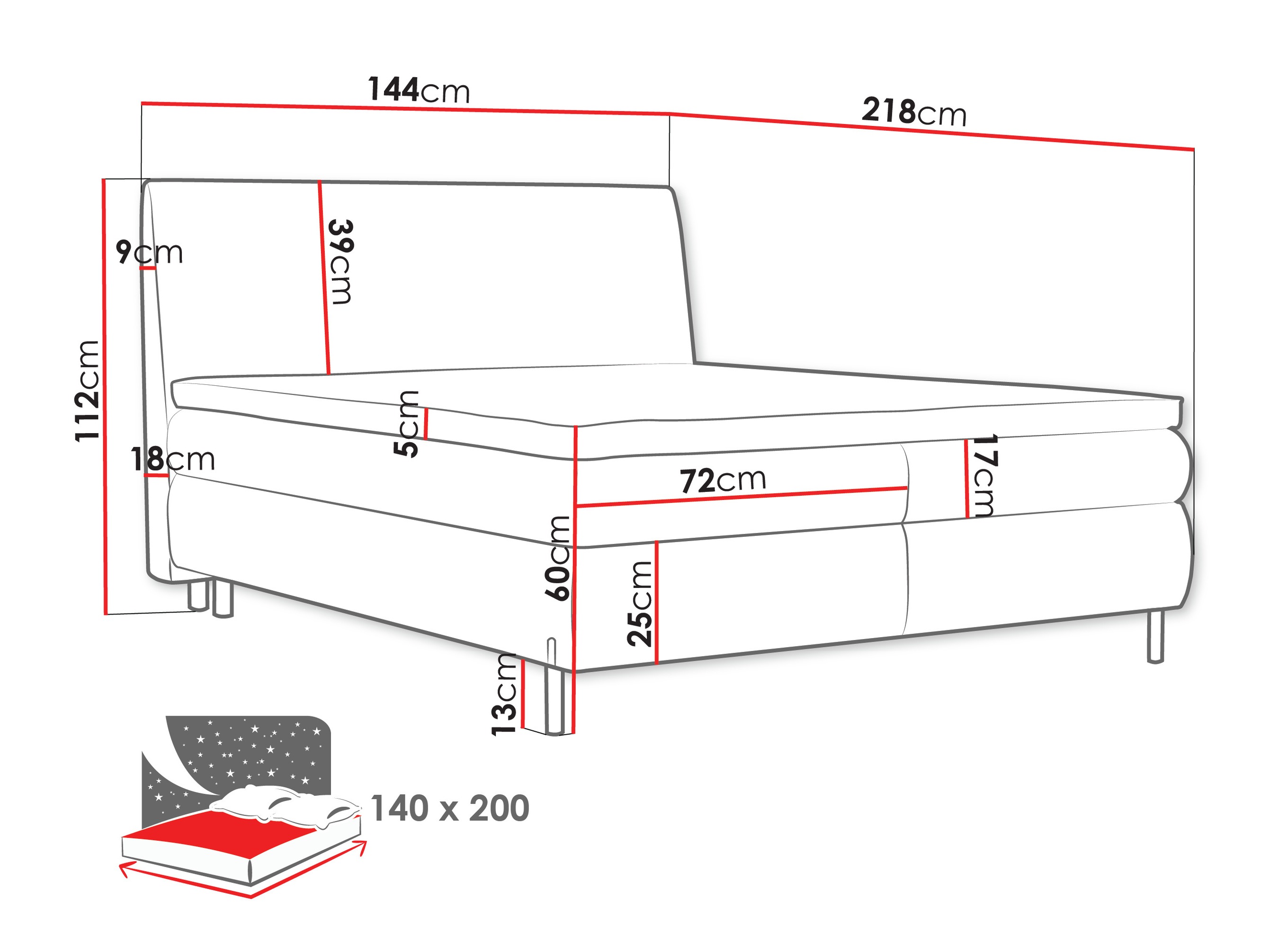 Continental bed Portage 113 (Adventure 90)
