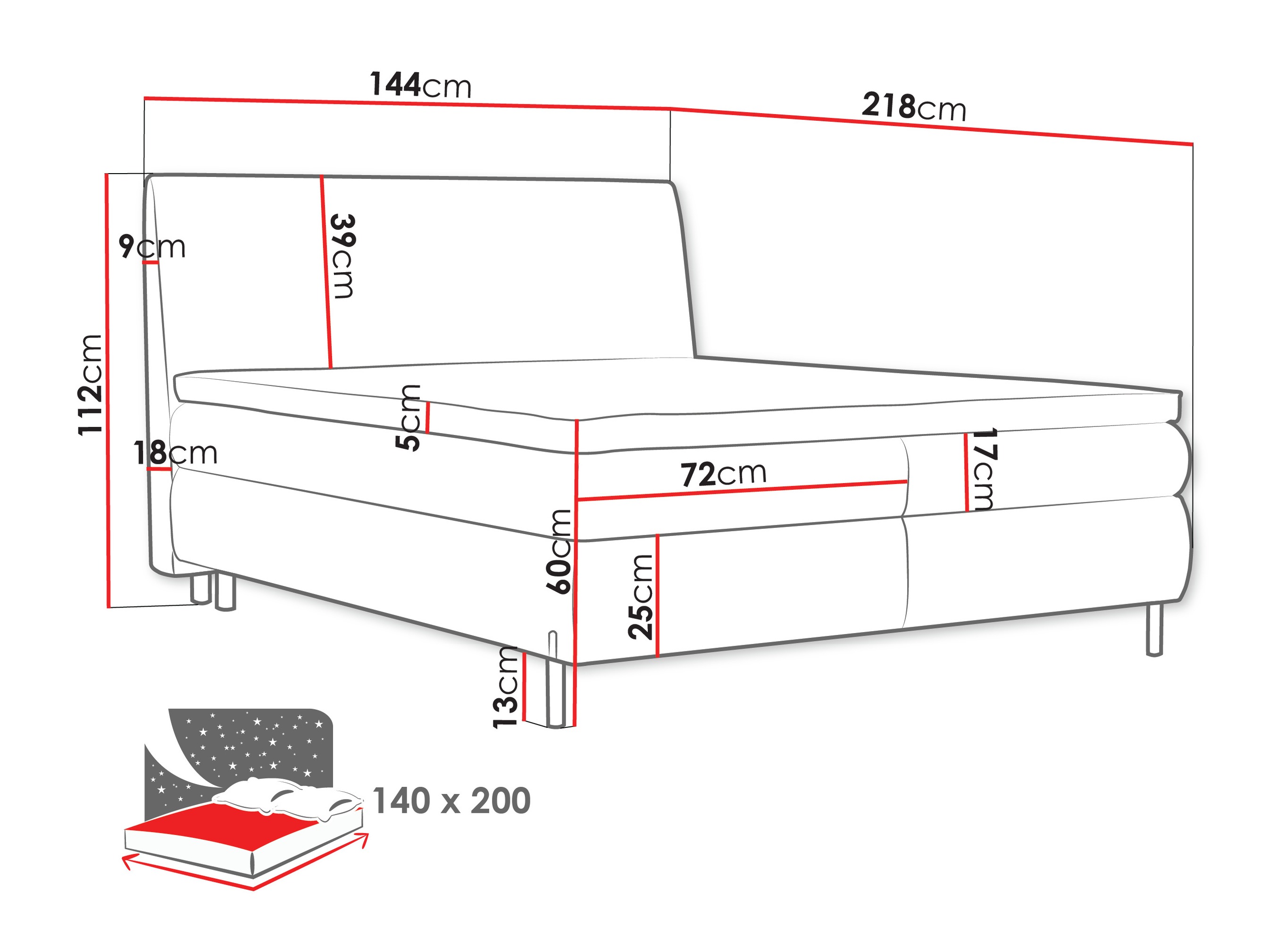 Continental bed Portage 113 (Adventure 94)