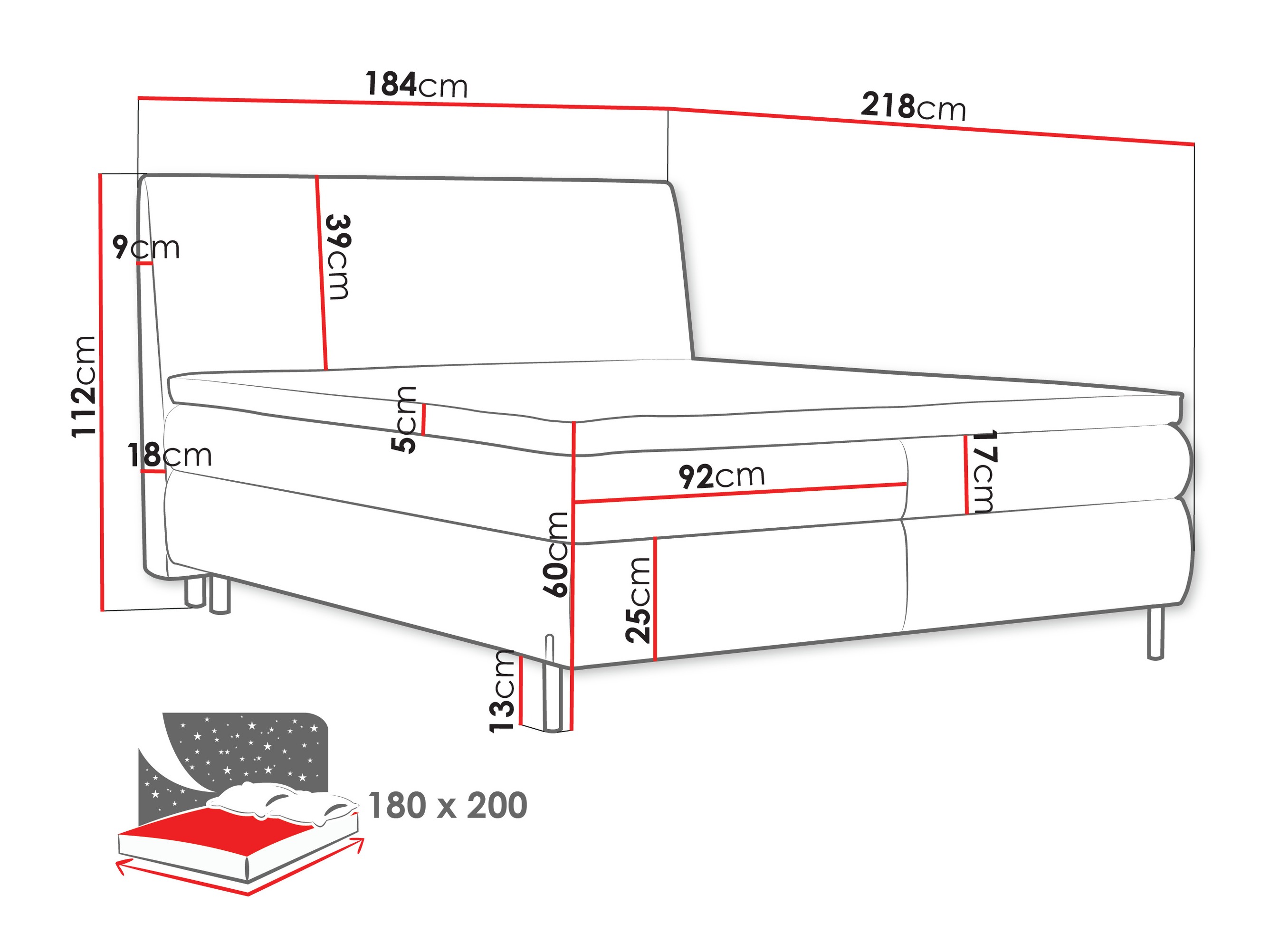 Continental bed Portage 113 (Adventure 94)