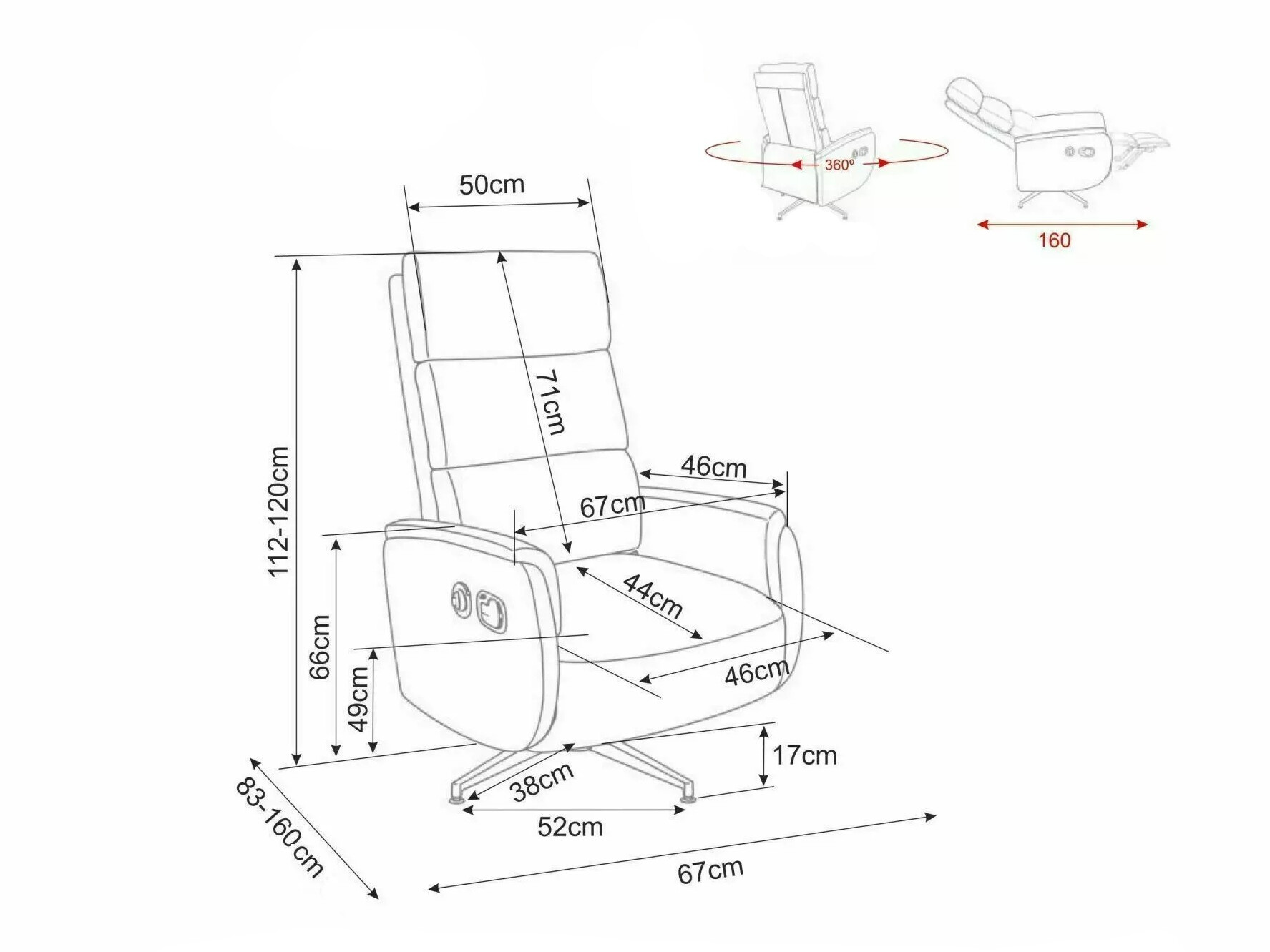 Armchair recliner Detroit 1032 (Raven 45)