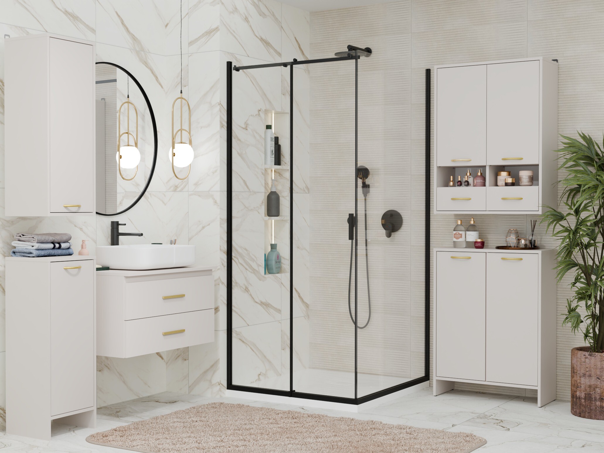 Standing bathroom cabinet Servou 112 (Cashmere)