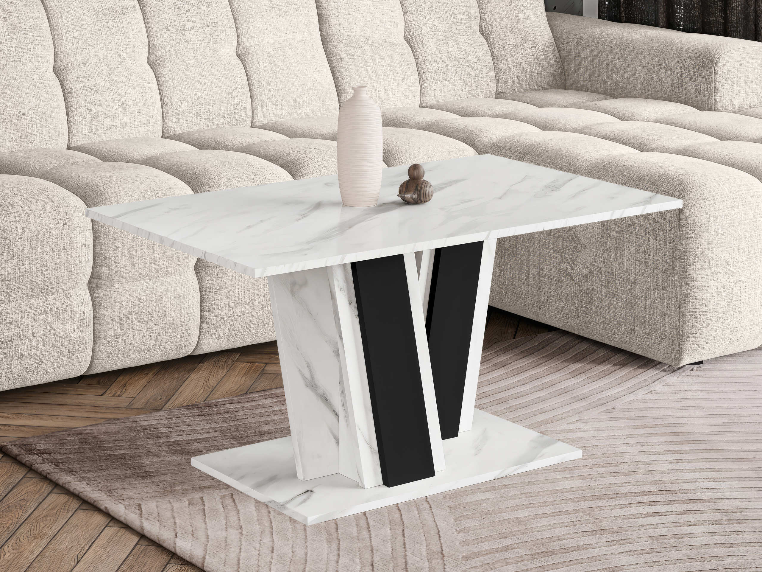 Coffee table Goodyear 138 (White marble + Black)