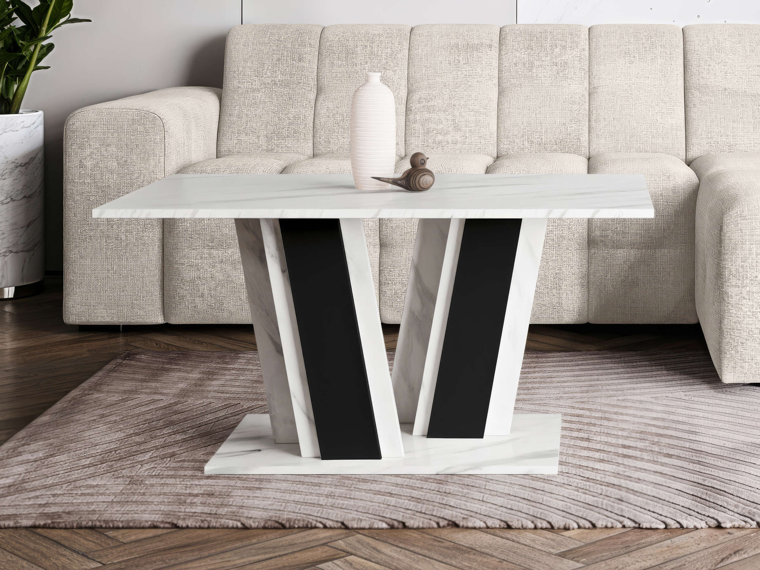 Coffee table Goodyear 138 (White marble + Black)