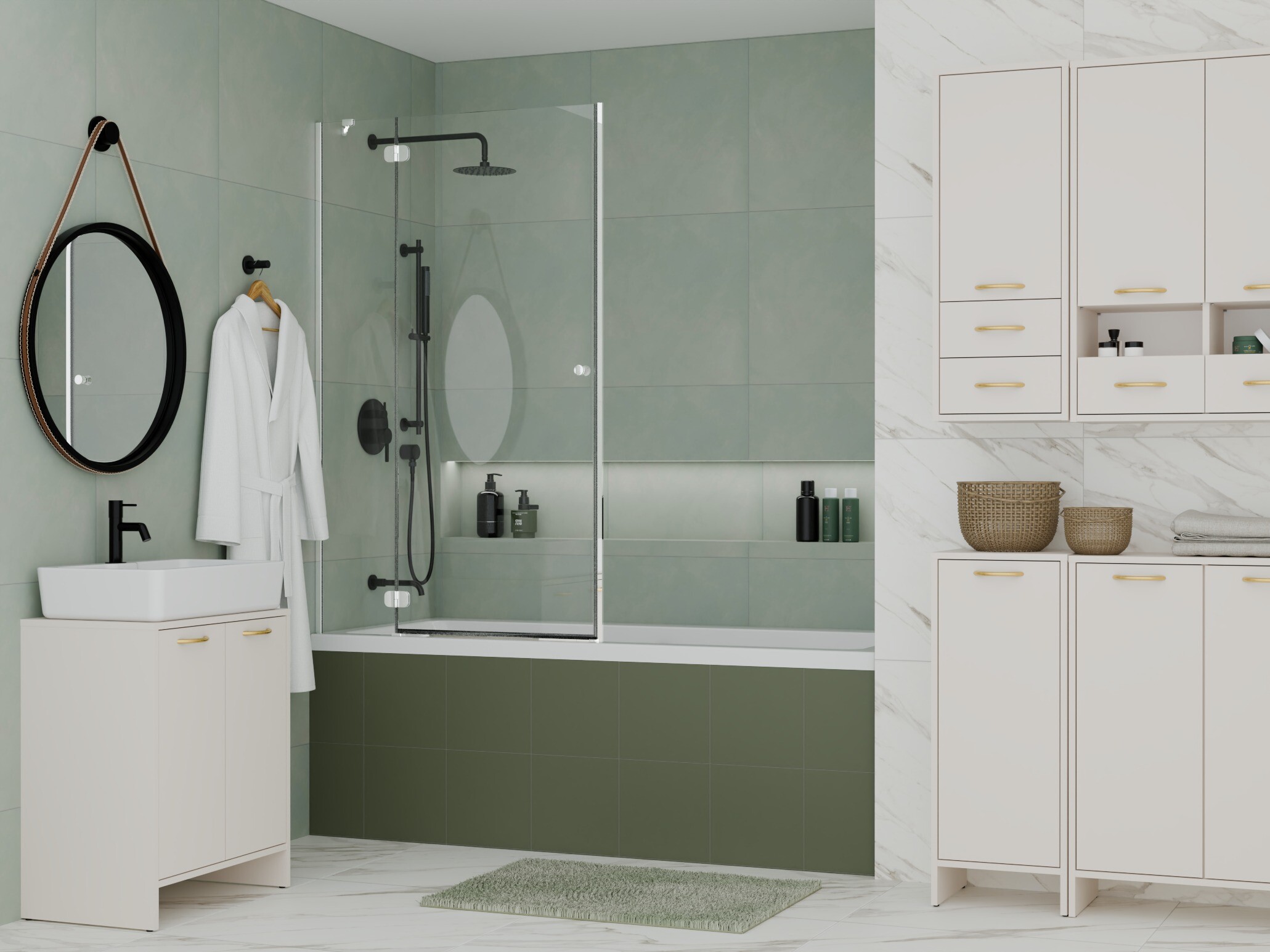 Standing bathroom cabinet for washbasin Servou 113 (Cashmere)