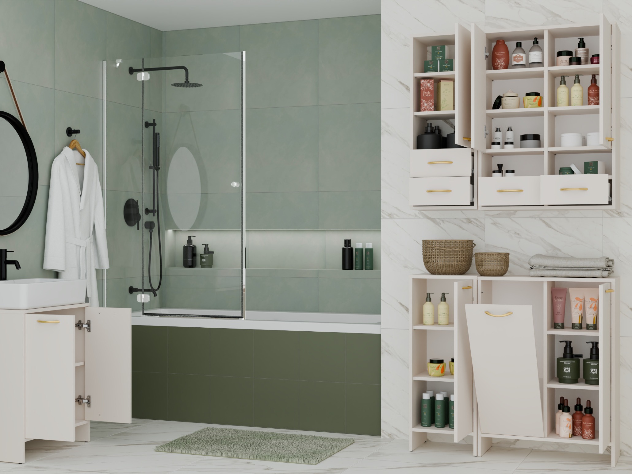 Standing bathroom cabinet Servou 110 (Cashmere)