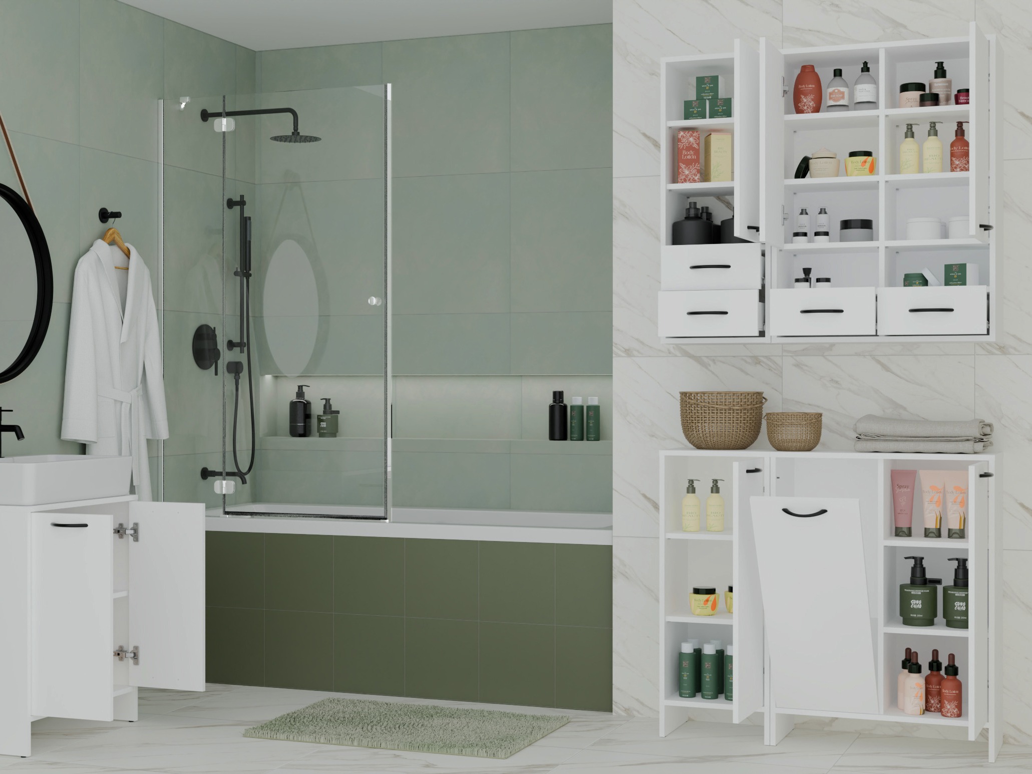 Standing bathroom cabinet Servou 110 (White)