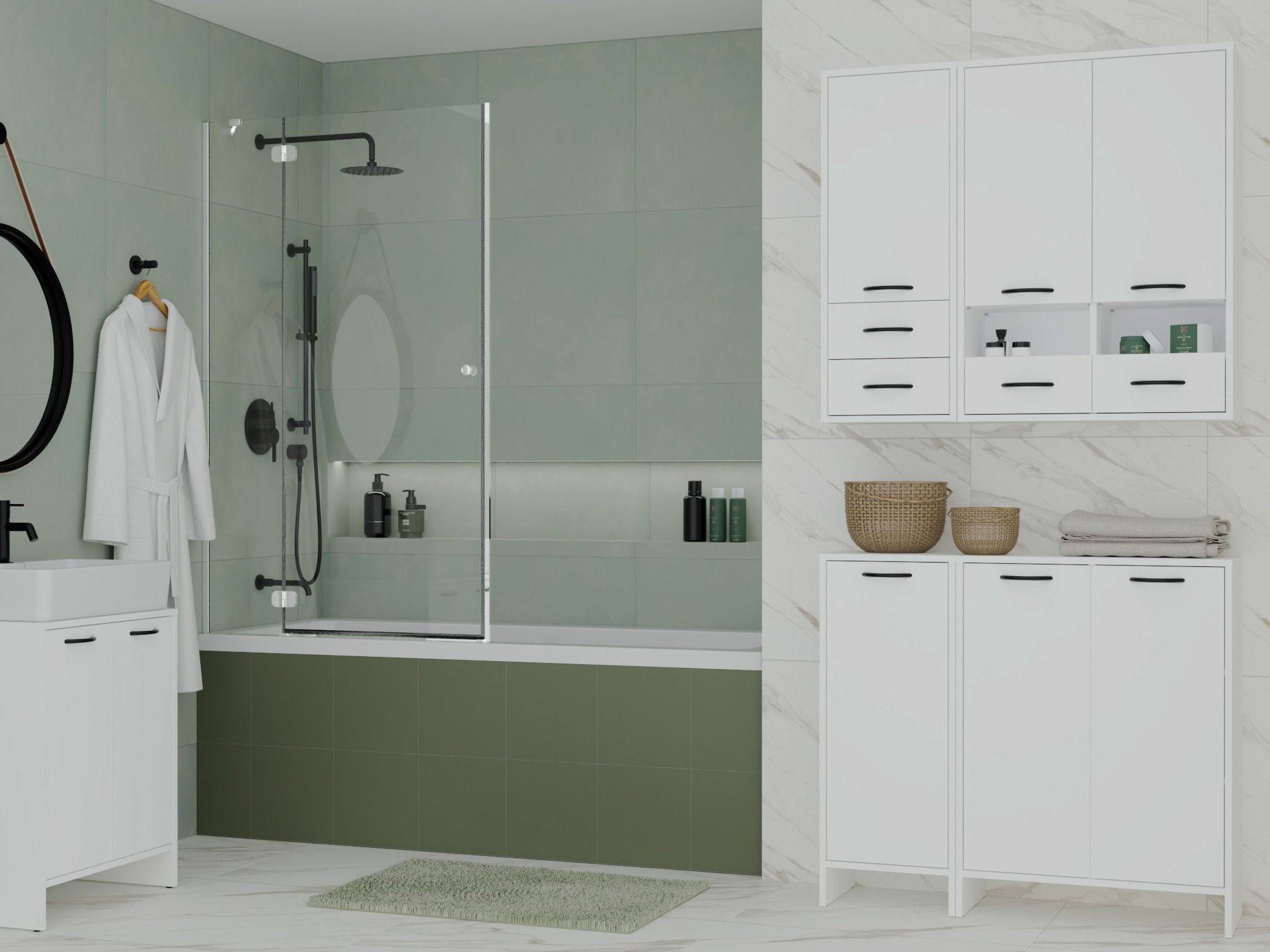 Standing bathroom cabinet Servou 110 (White)