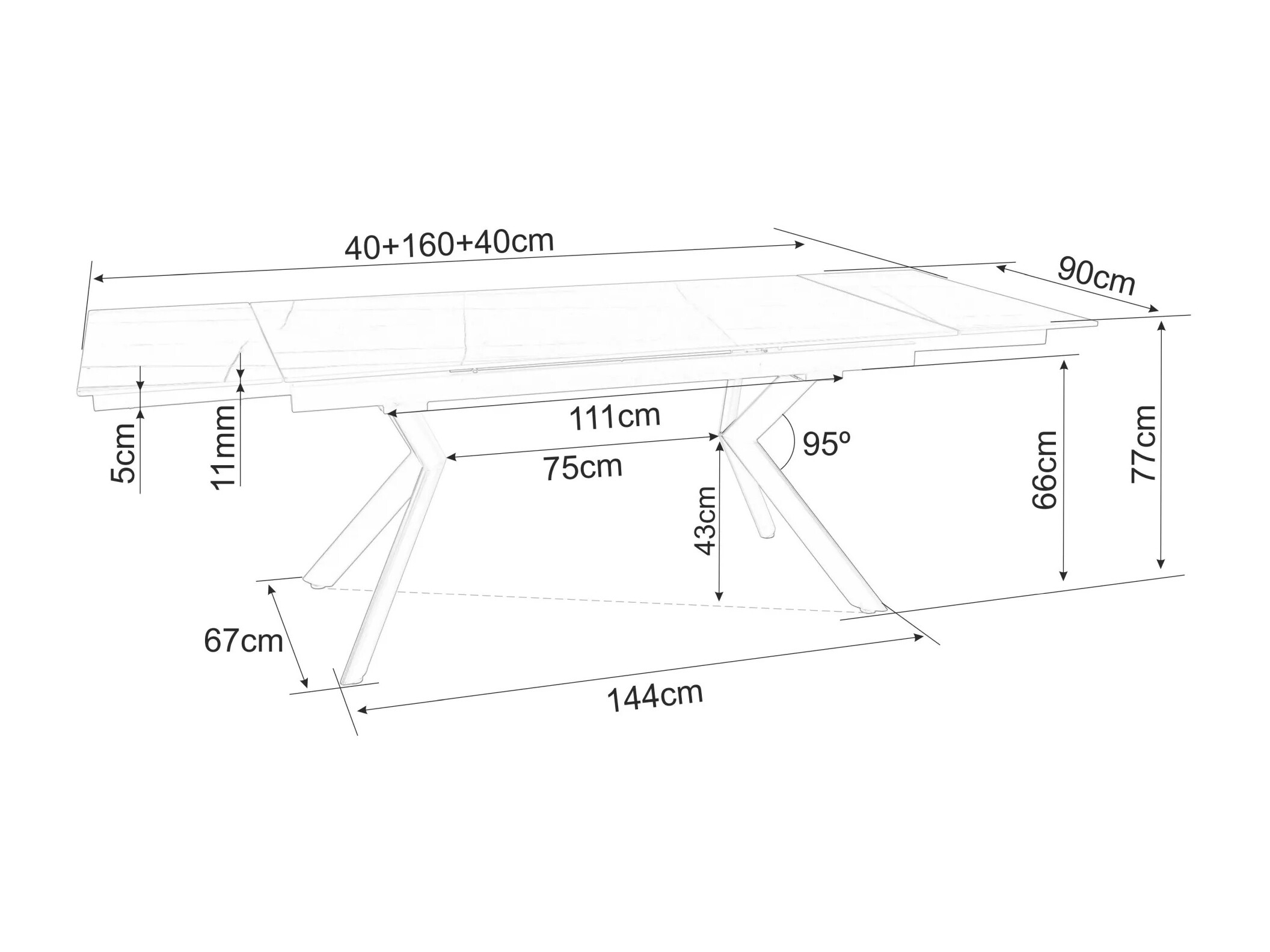 Table Detroit 1039 (Light travertine)
