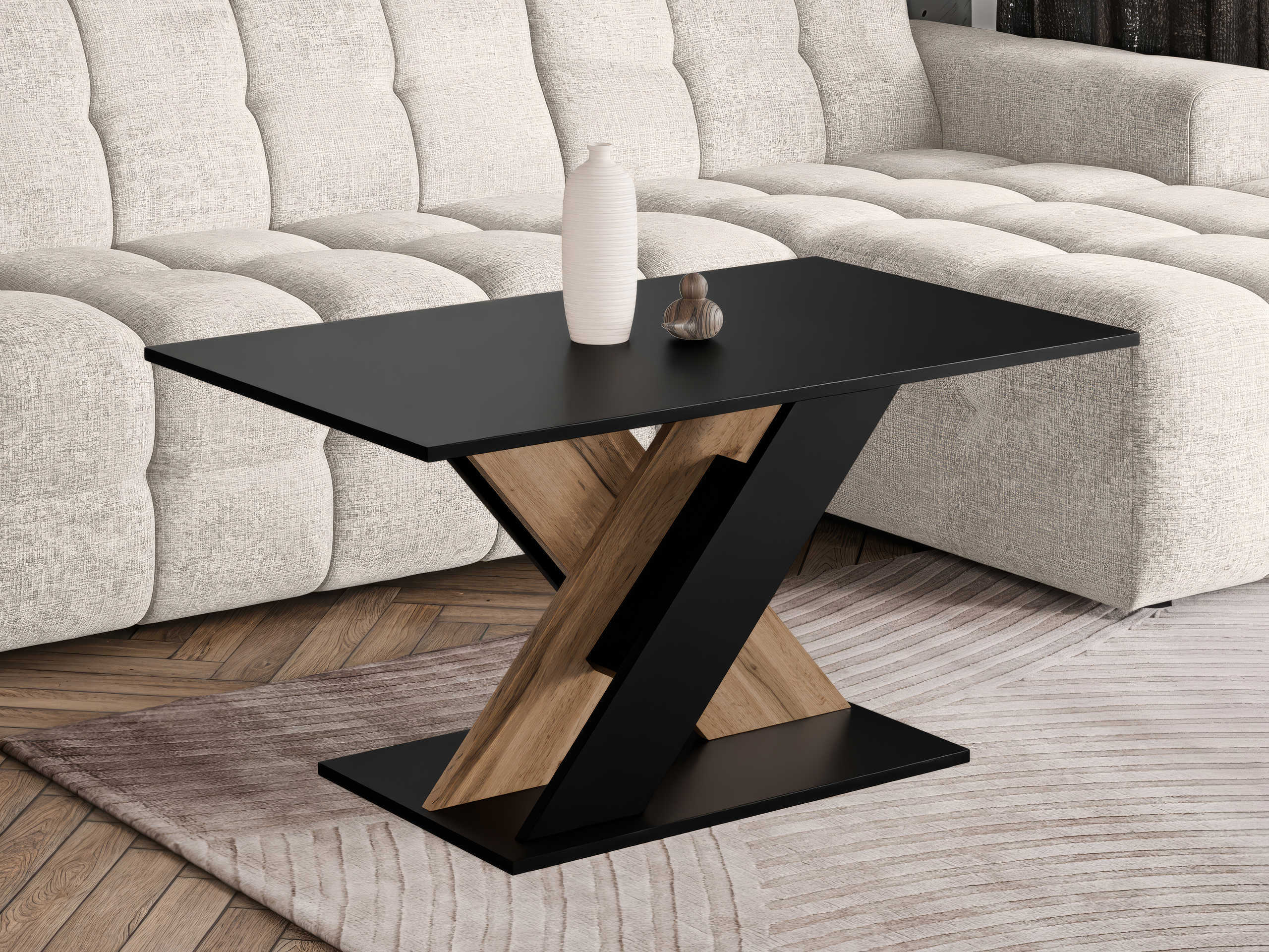 Coffee table Goodyear 140 (Black + Wotan Oak)