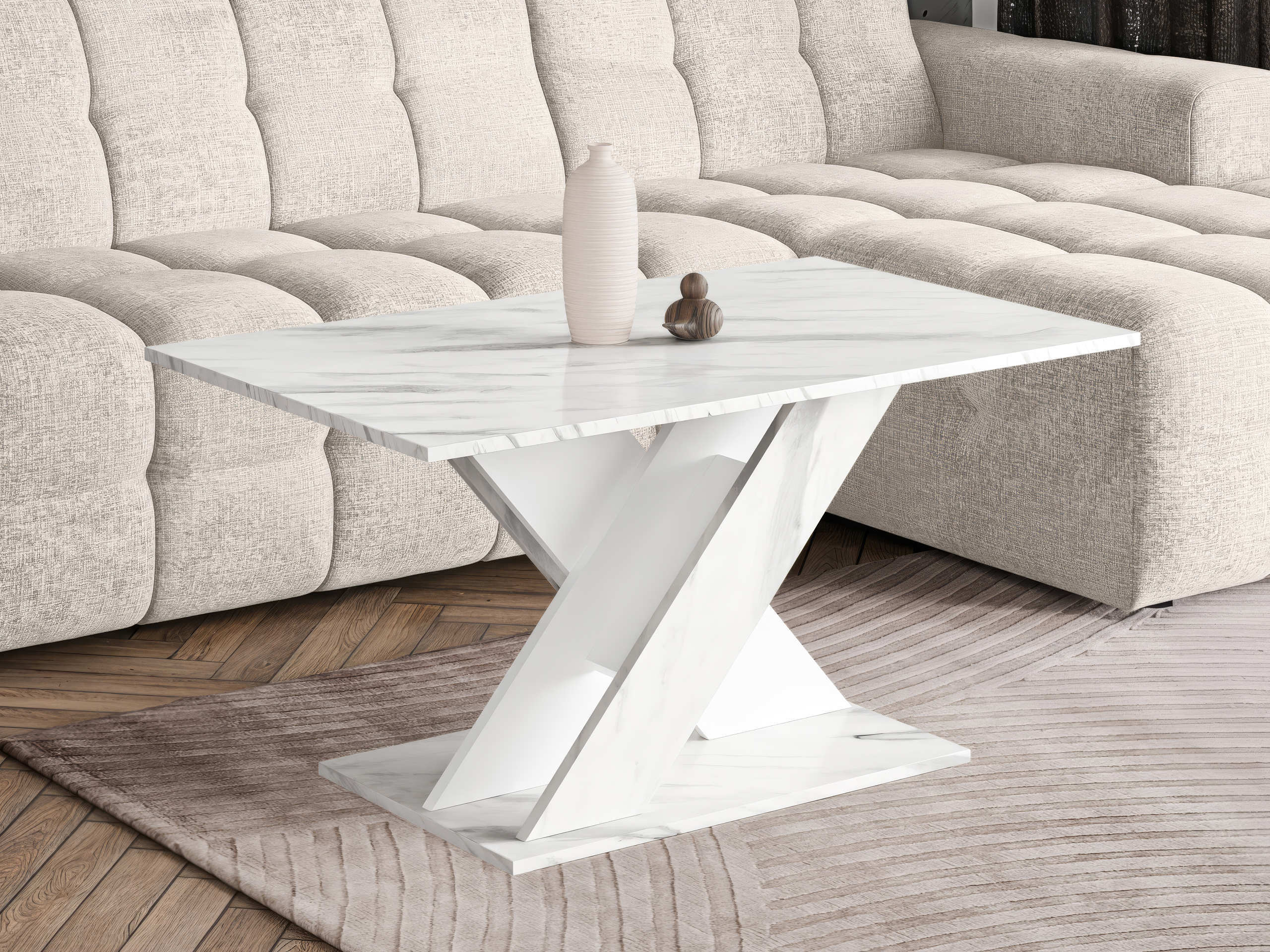 Coffee table Goodyear 140 (White marble + White)