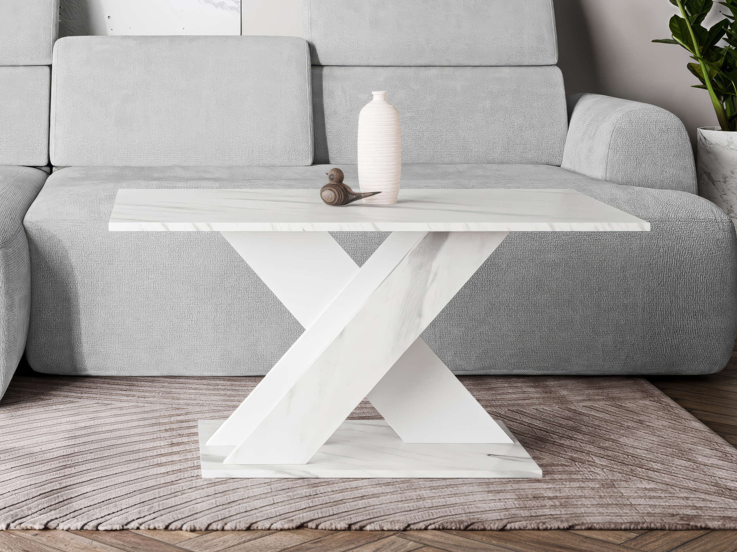 Coffee table Goodyear 140 (White marble + White)