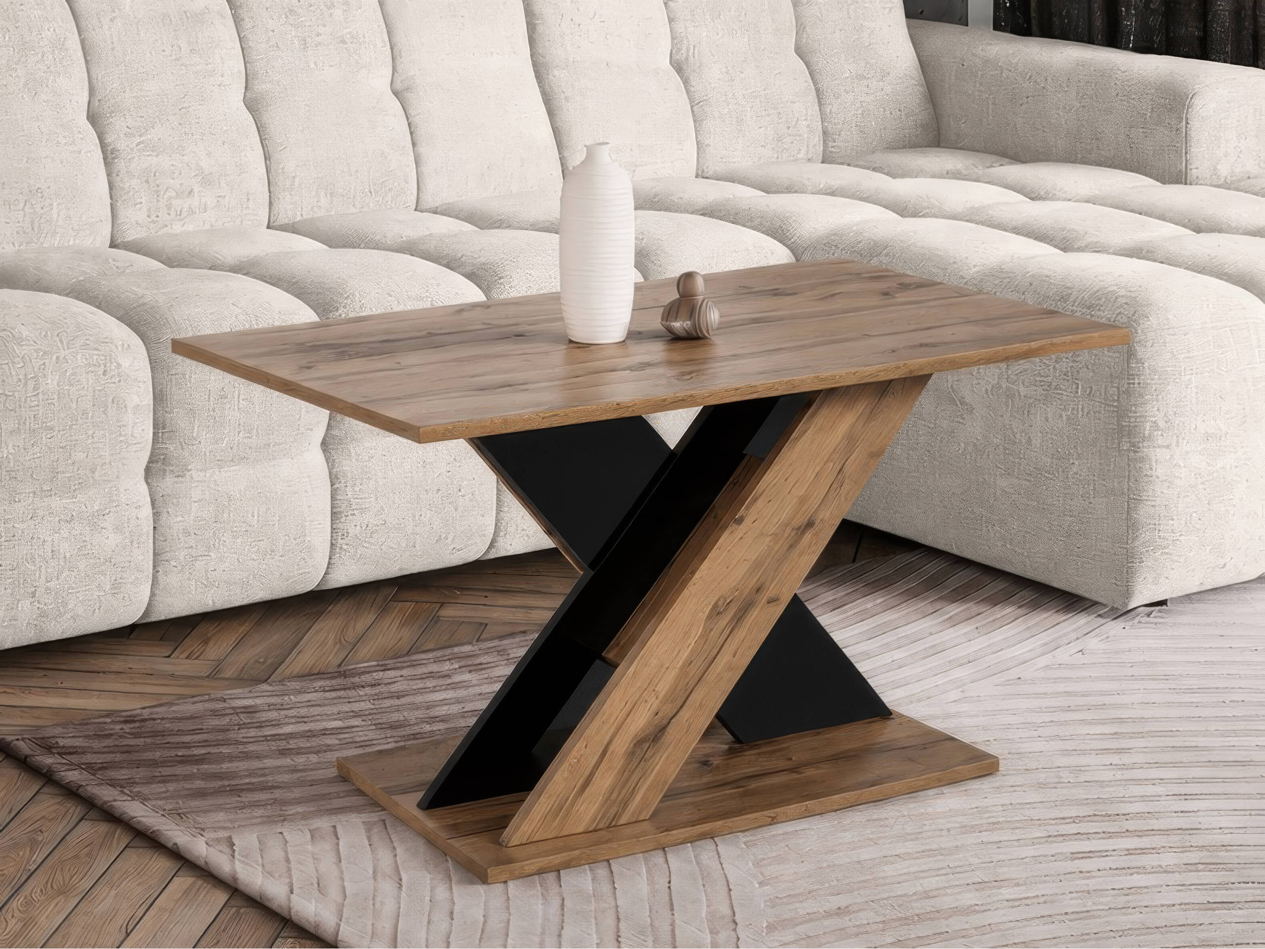 Coffee table Goodyear 140 (Wotan Oak + Glossy black)