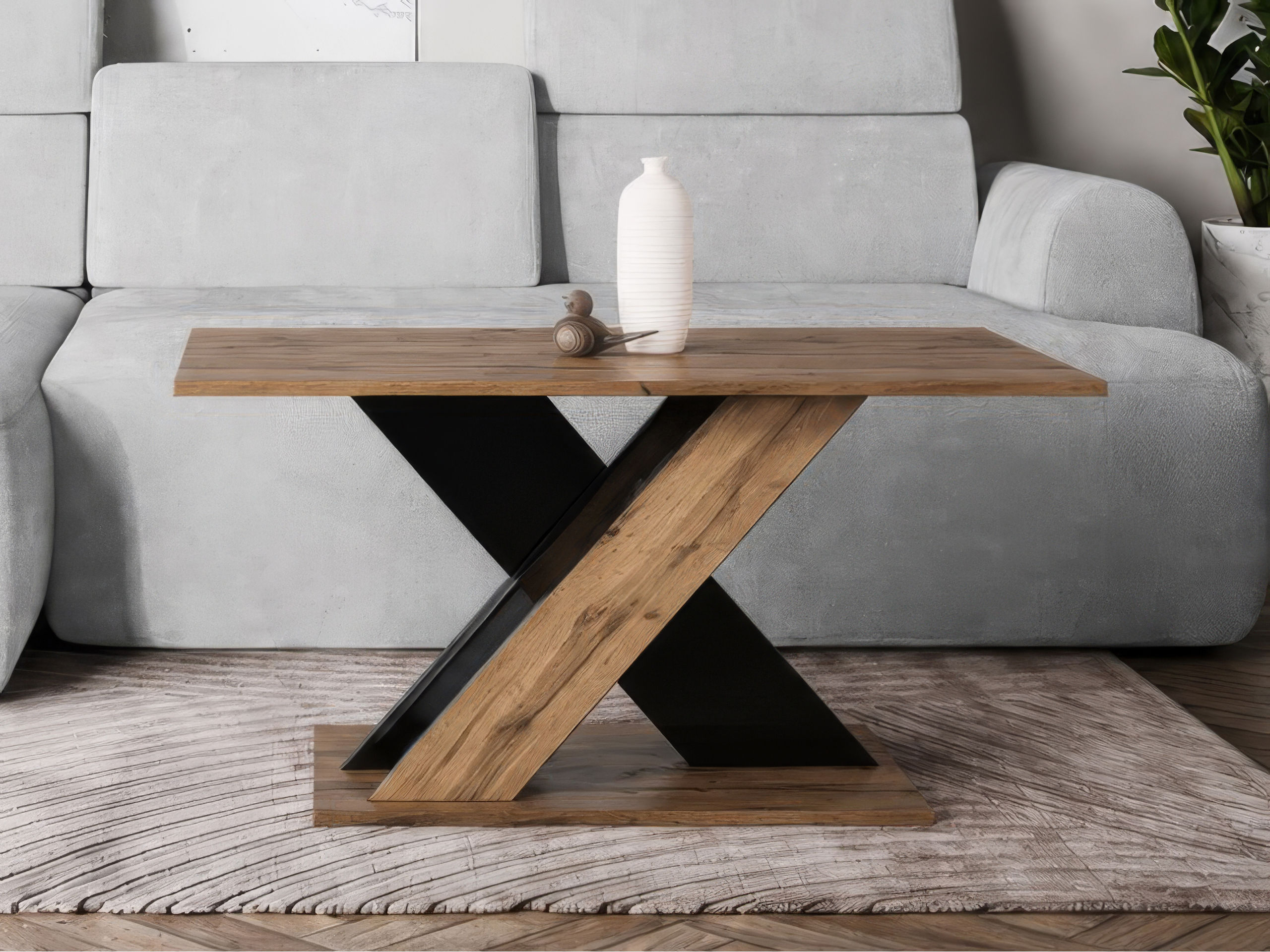 Coffee table Goodyear 140 (Wotan Oak + Glossy black)