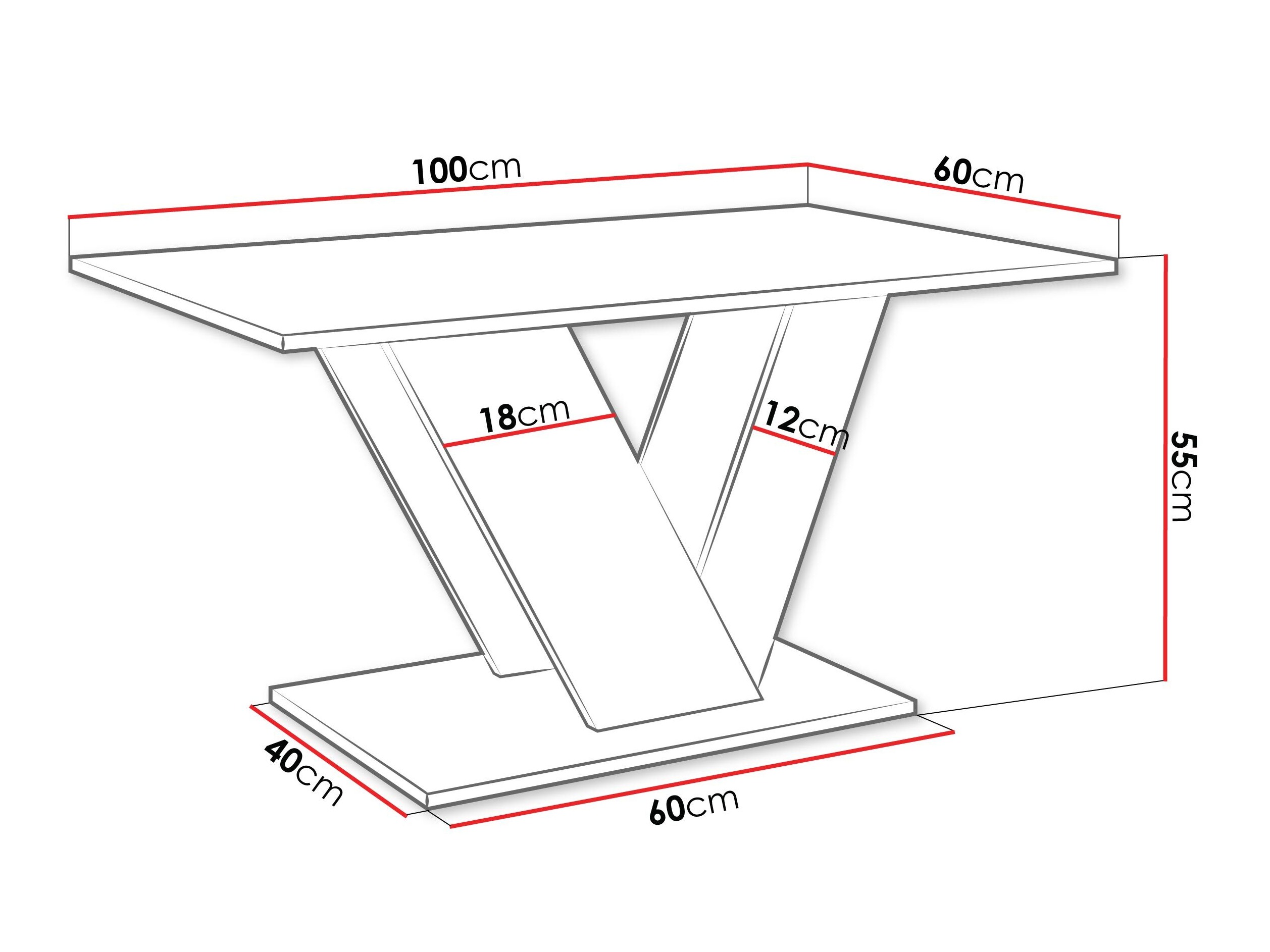 Coffee table Goodyear 142 (Glossy black + Concrete)
