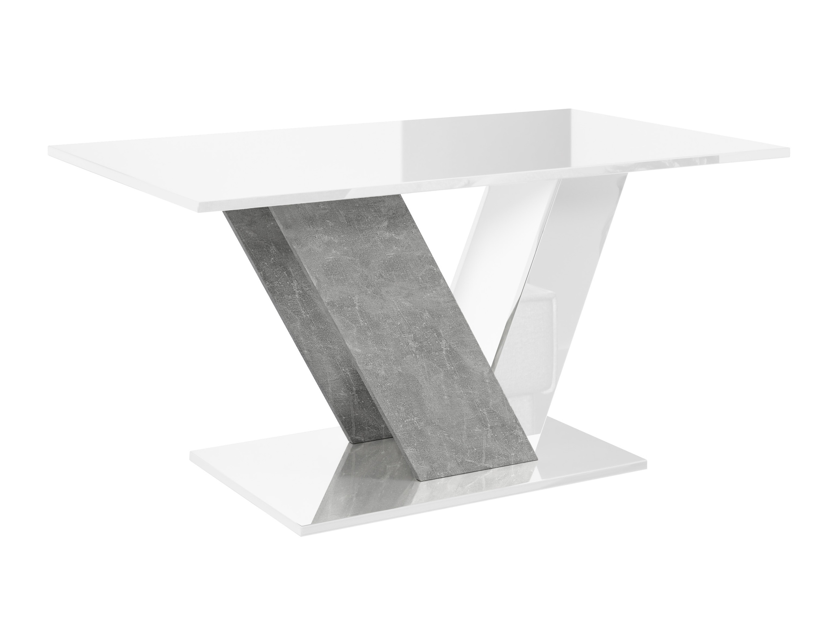 Coffee table Goodyear 142 (Glossy white + Concrete)