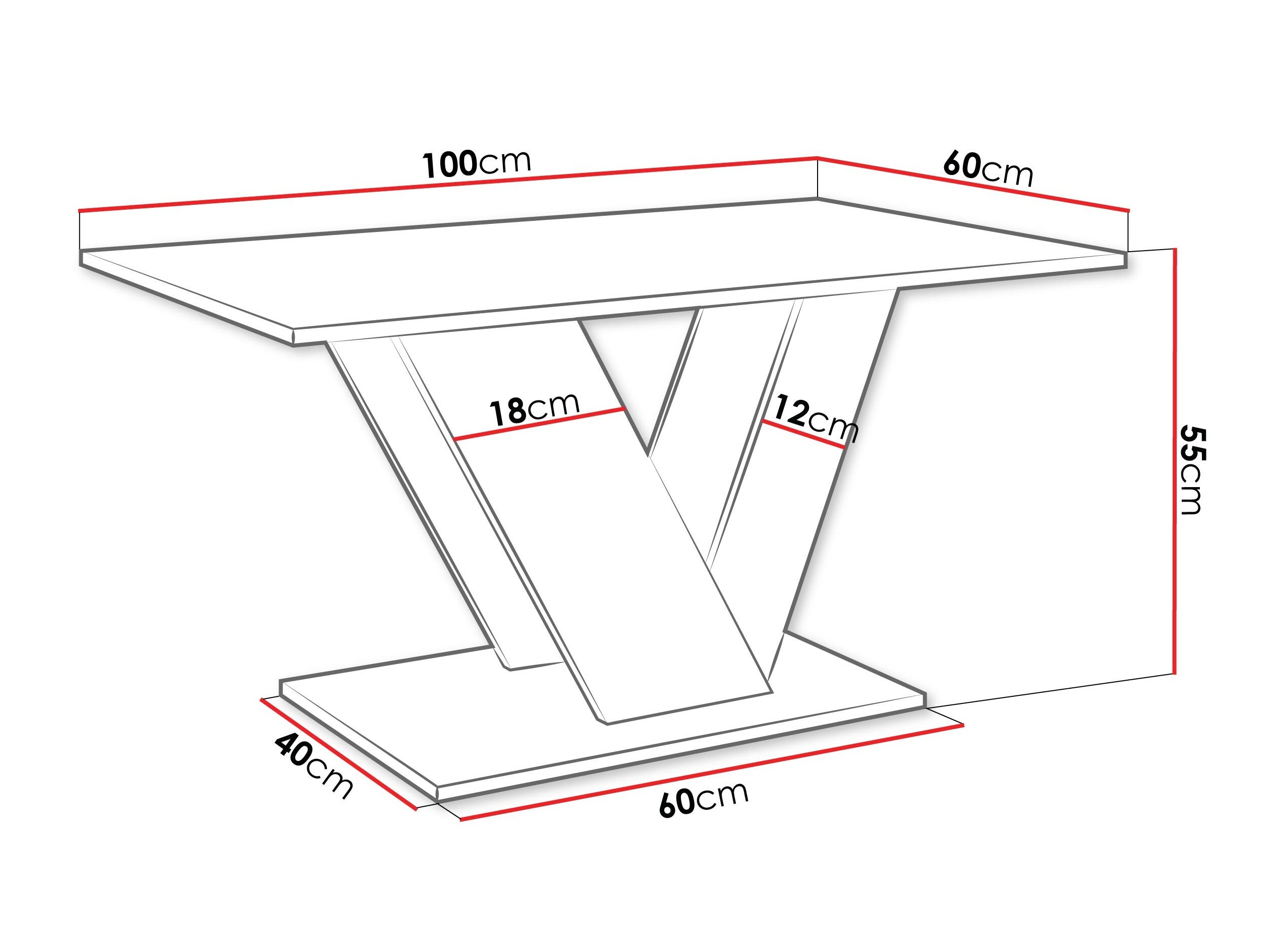 Coffee table Goodyear 142 (Glossy white + Concrete)