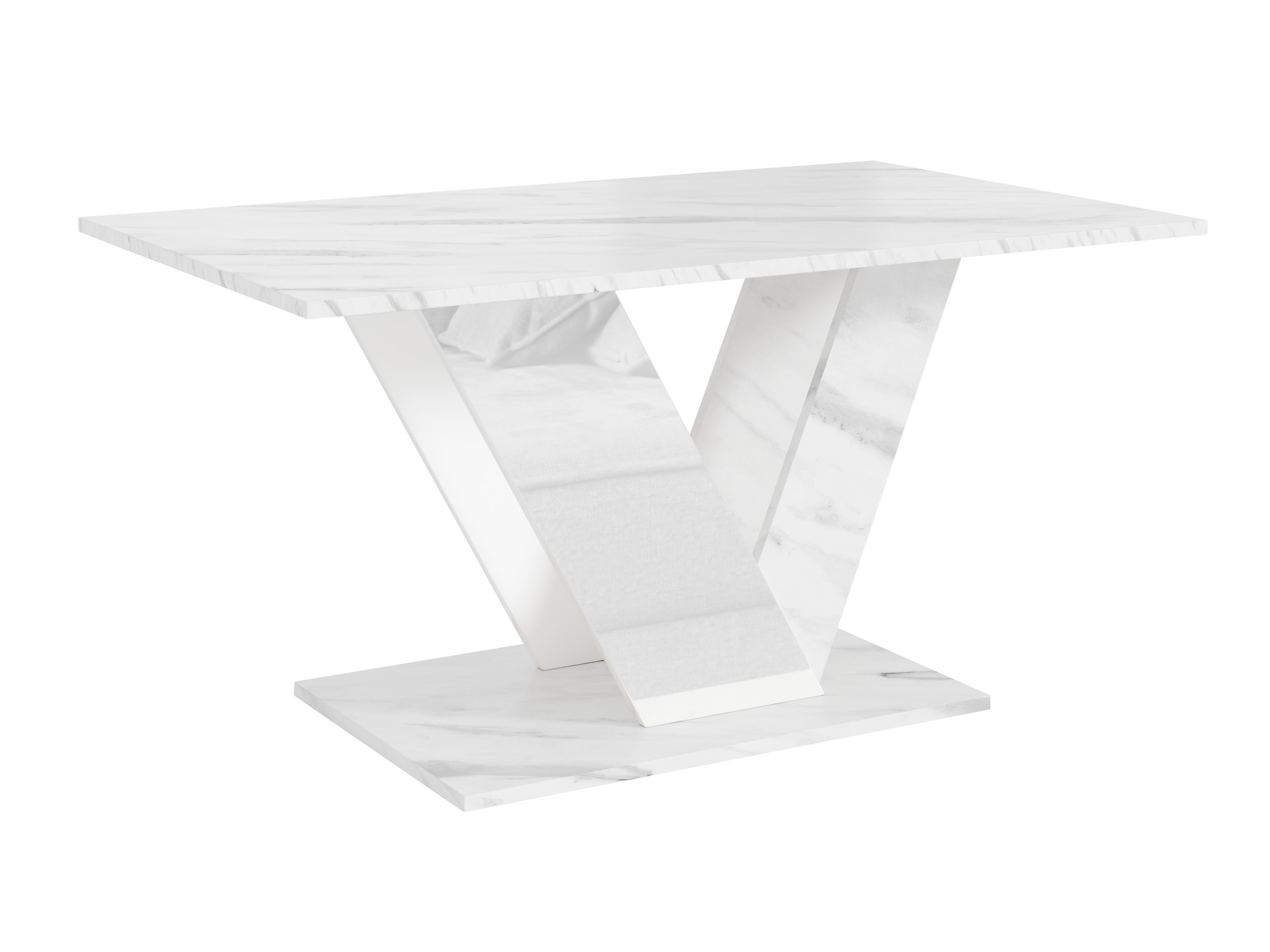 Coffee table Goodyear 142 (White marble + Glossy white)