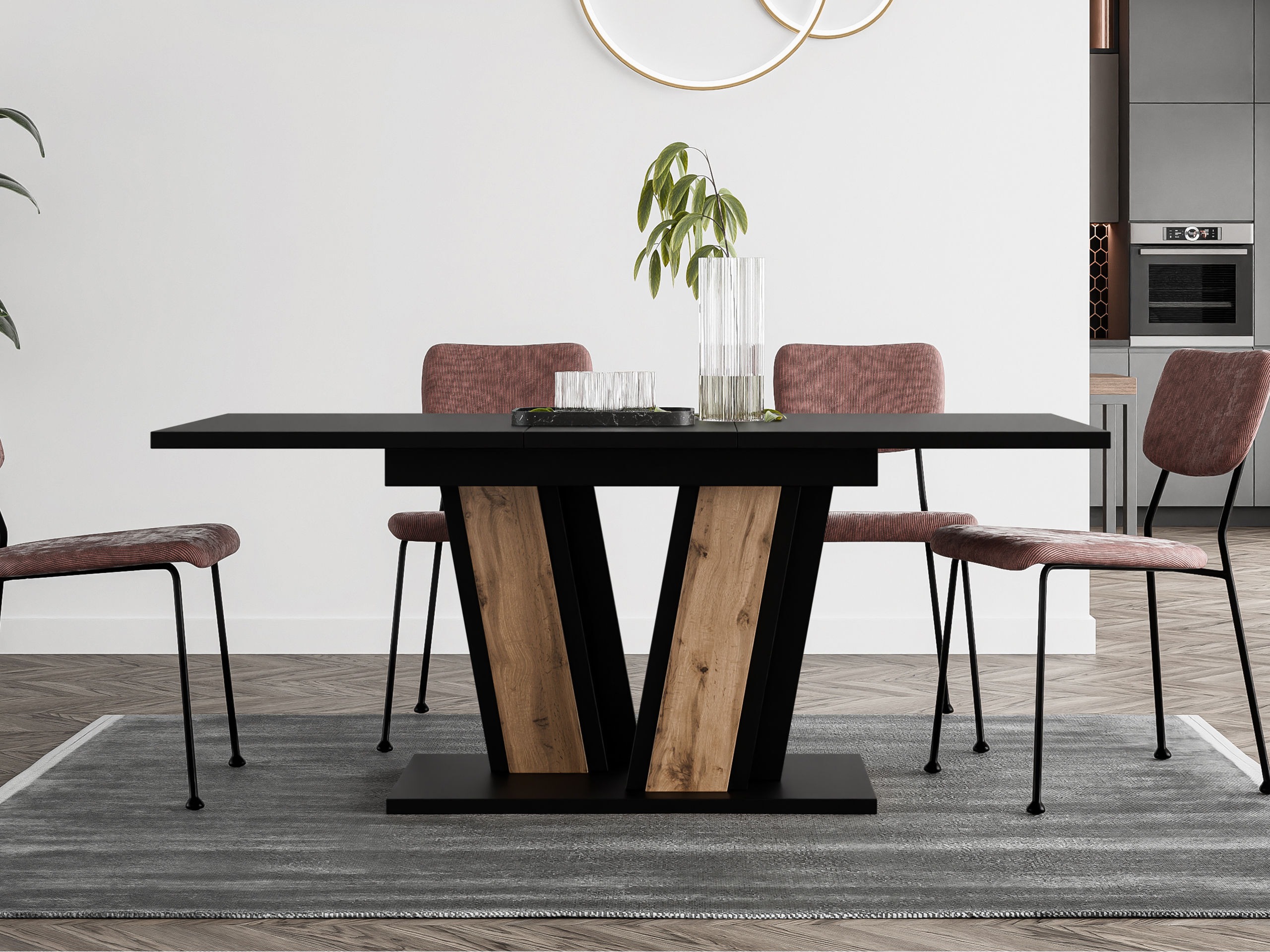 Table Goodyear 139 (Black + Wotan Oak)