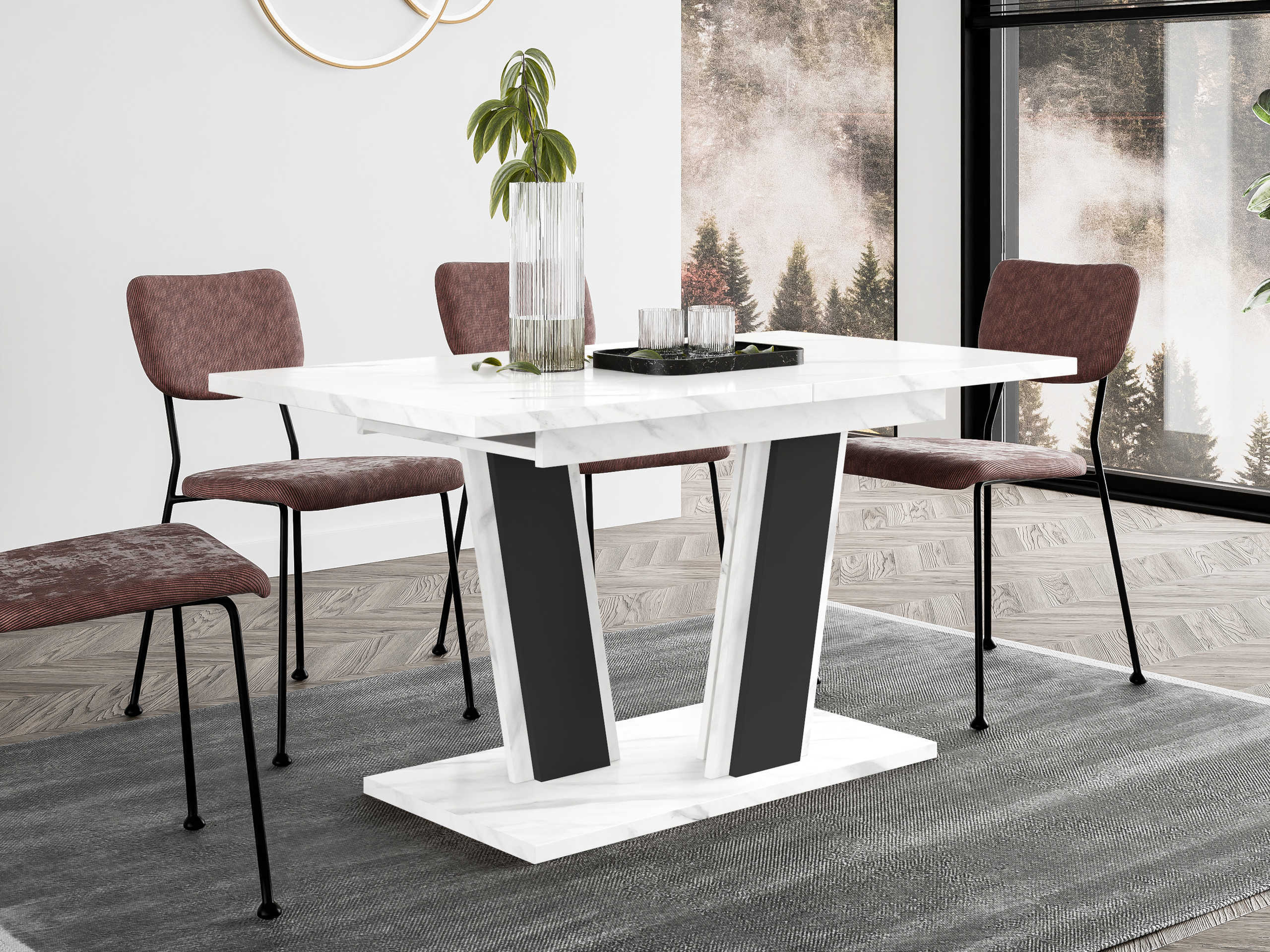 Table Goodyear 139 (White marble + Black)