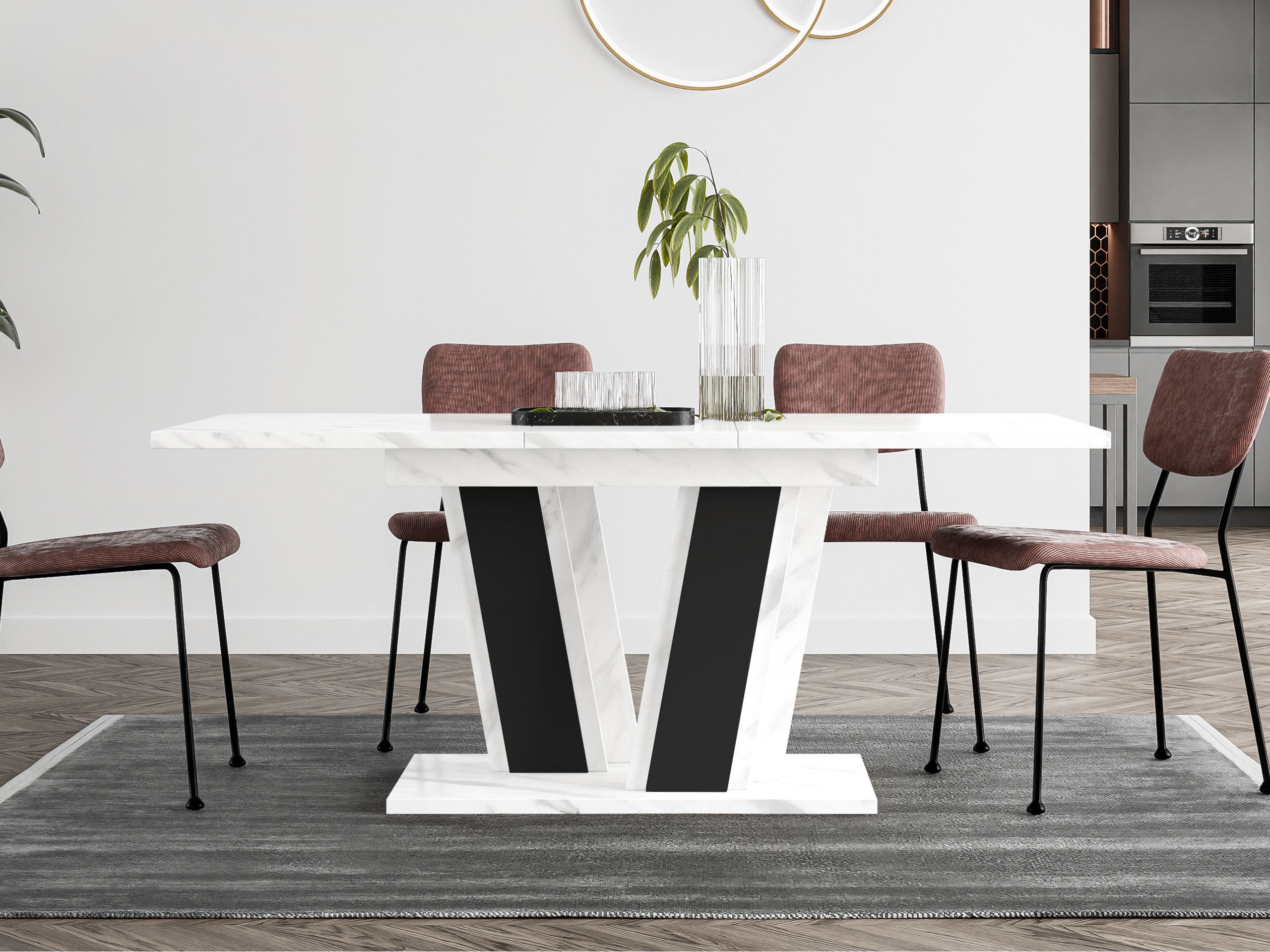Table Goodyear 139 (White marble + Black)