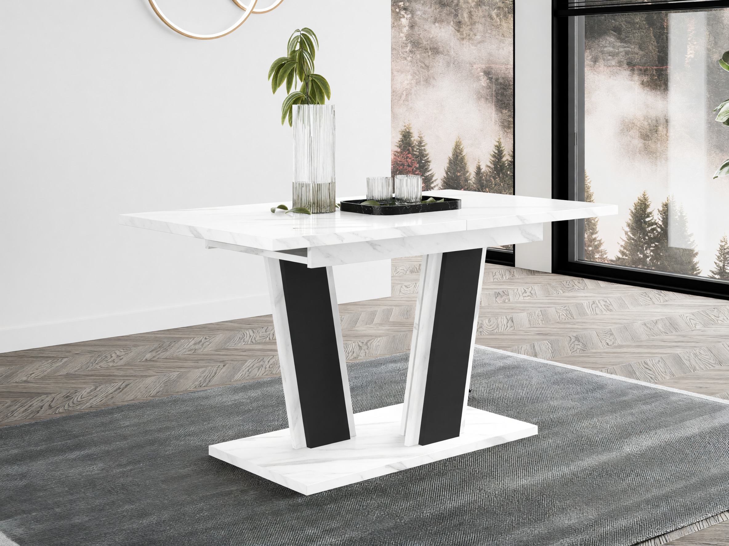 Table Goodyear 139 (White marble + Black)