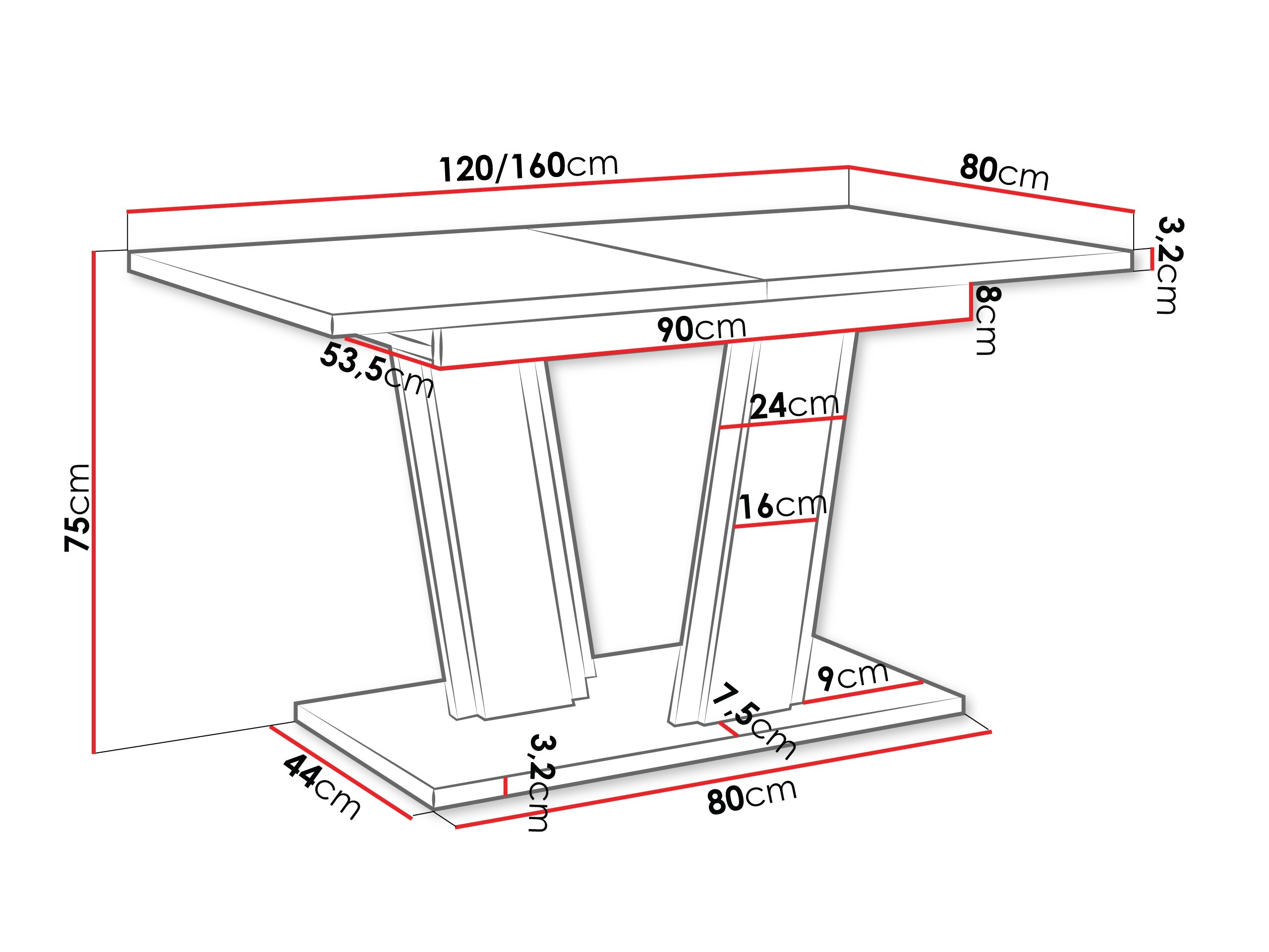 Table Goodyear 139 (White marble + Black)