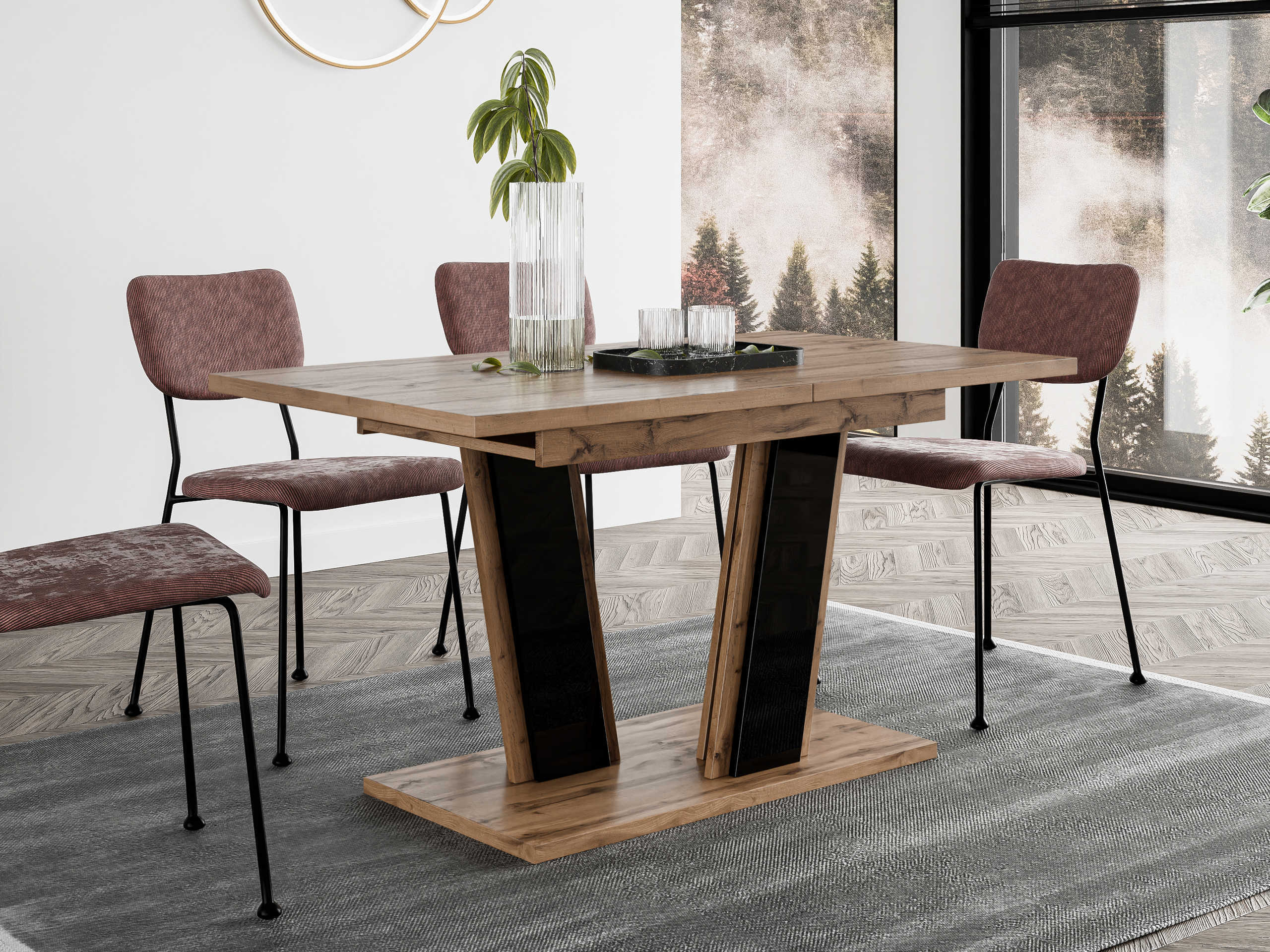 Table Goodyear 139 (Wotan Oak + Glossy black)