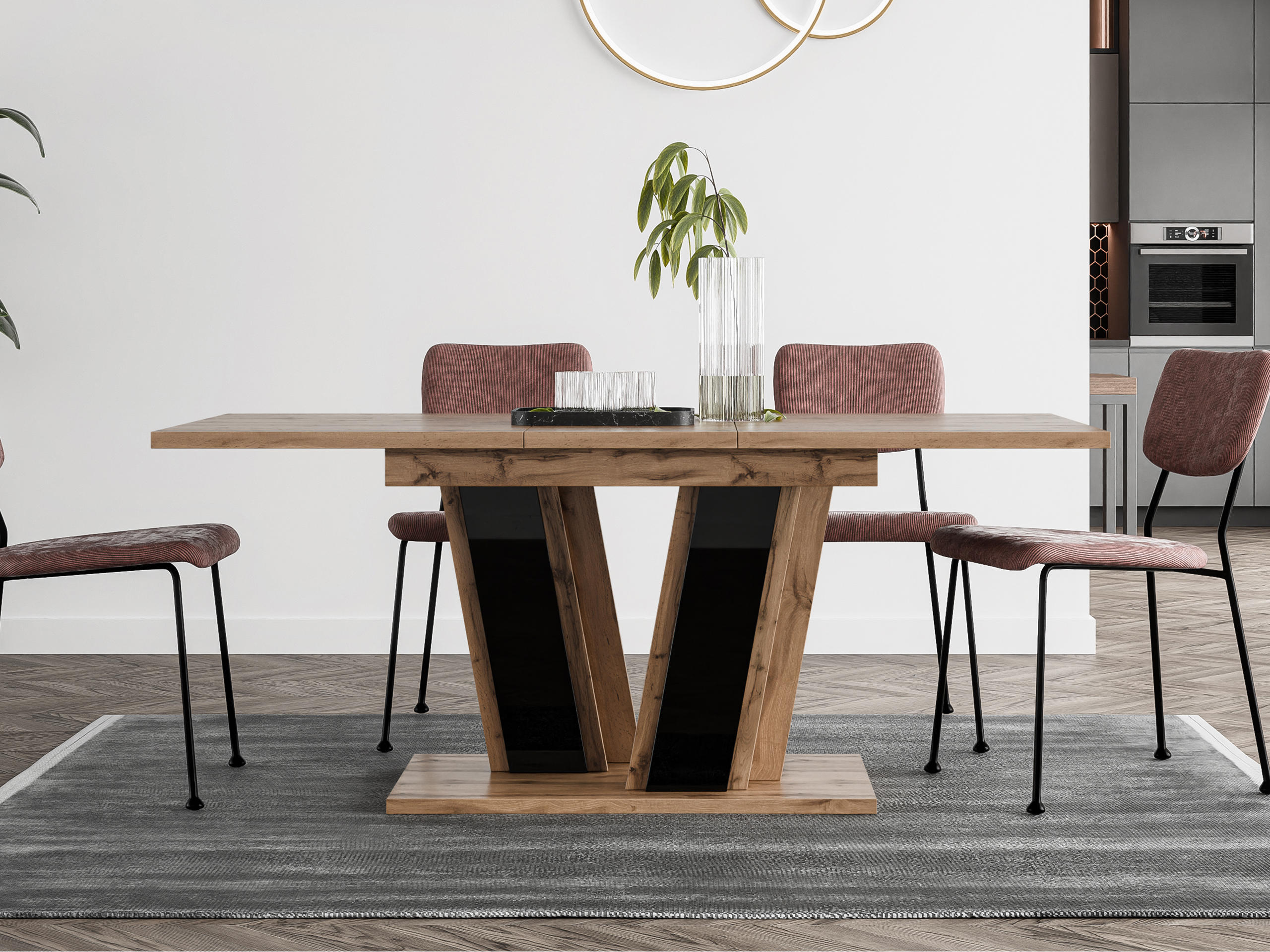 Table Goodyear 139 (Wotan Oak + Glossy black)