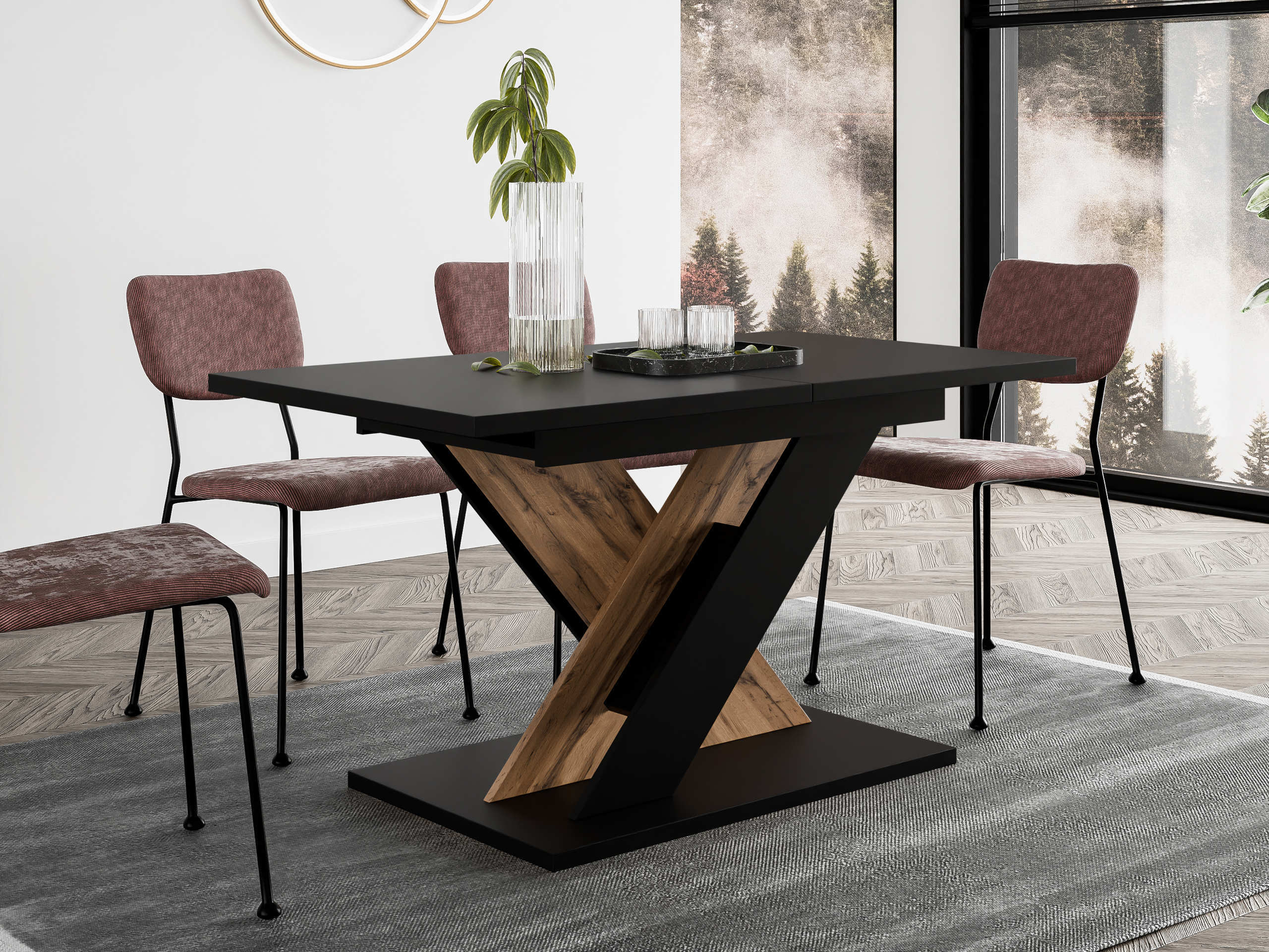 Table Goodyear 141 (Black + Wotan Oak)