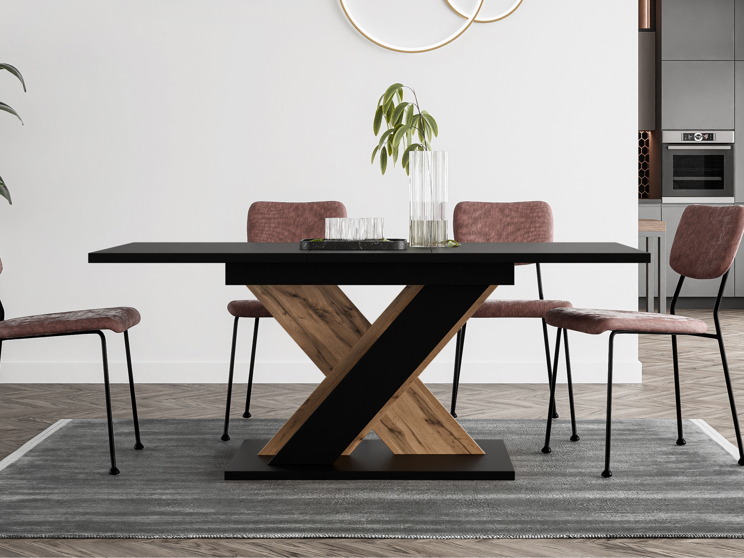 Table Goodyear 141 (Black + Wotan Oak)