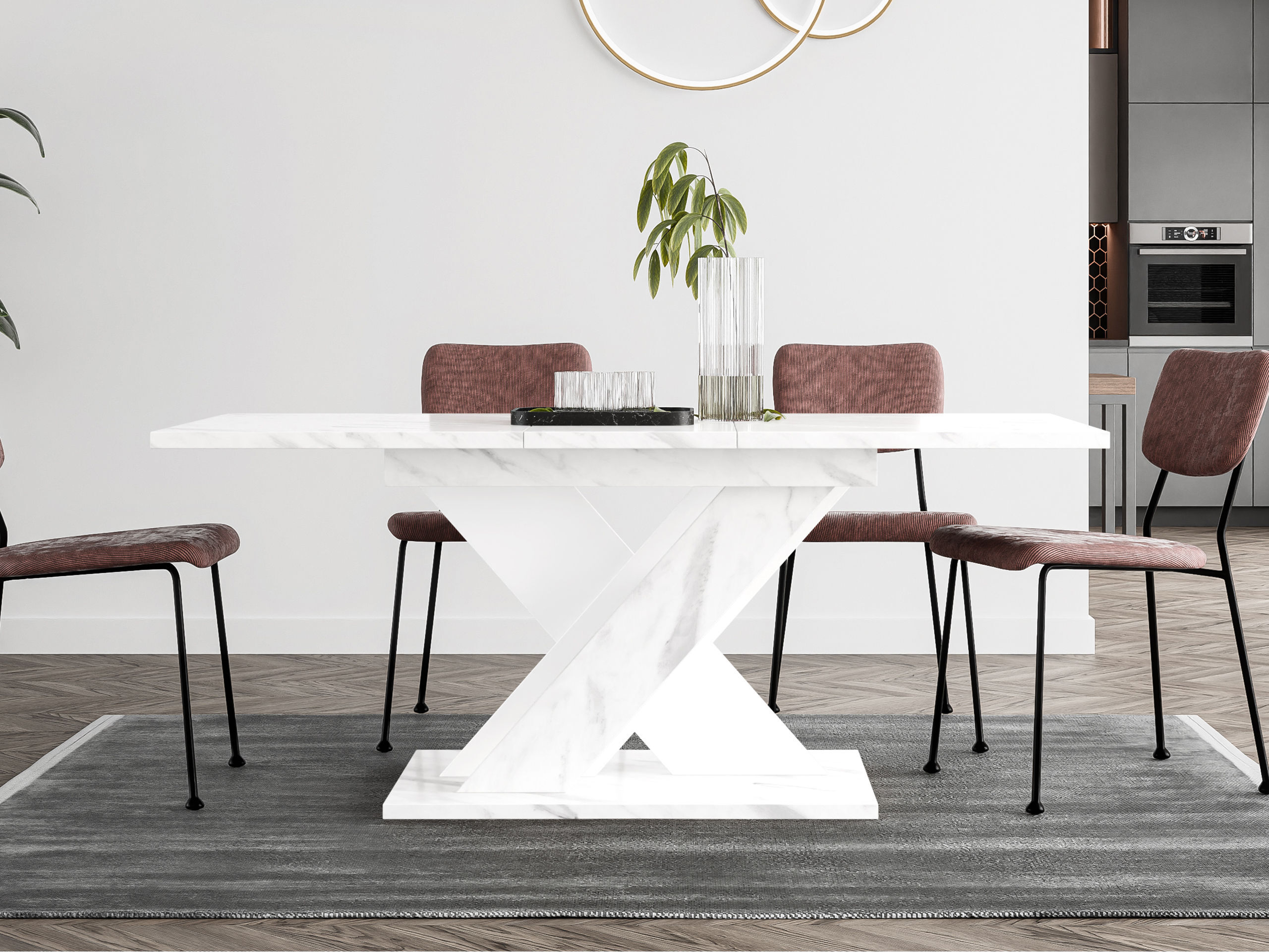 Table Goodyear 141 (White marble + White)