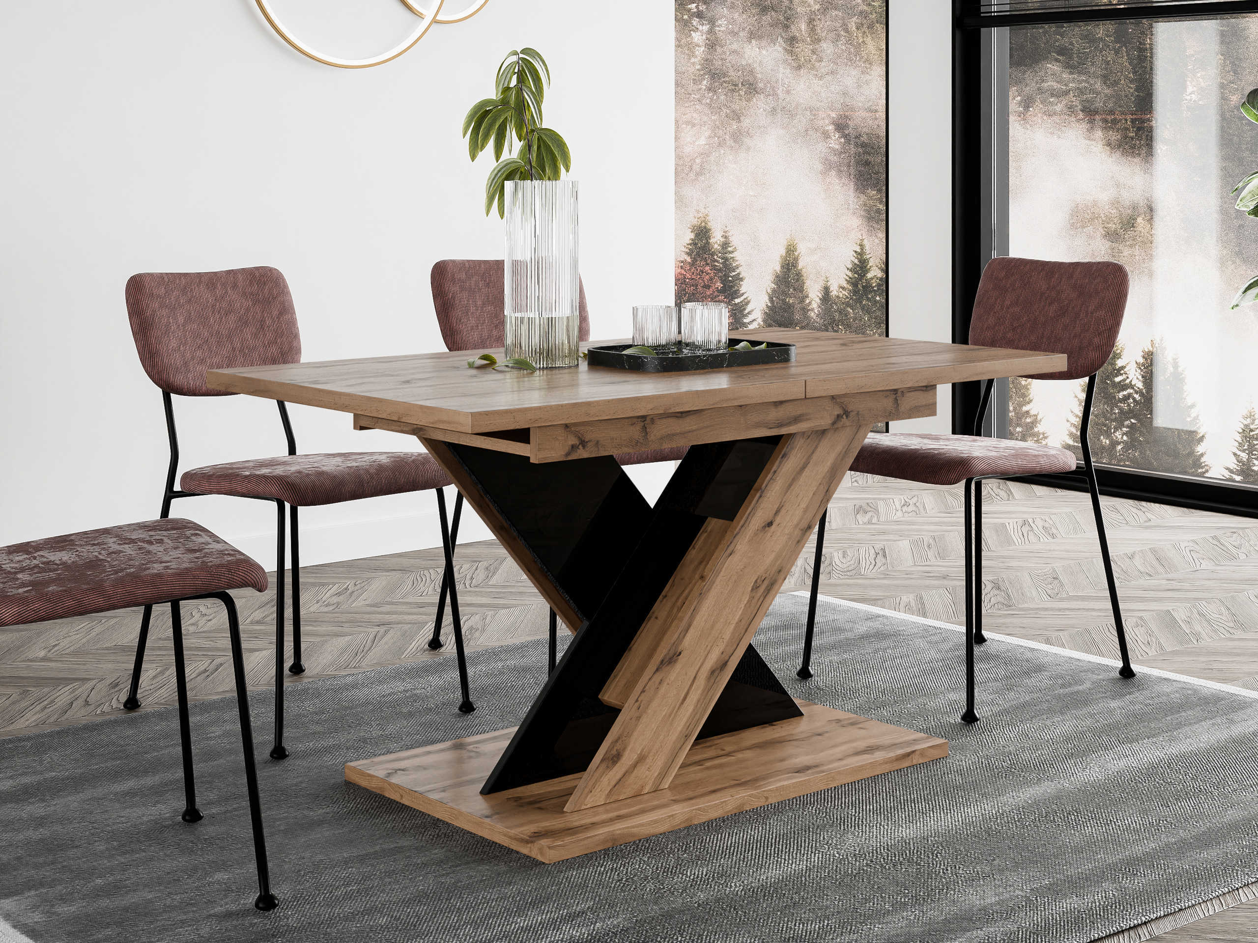 Table Goodyear 141 (Wotan Oak + Glossy black)