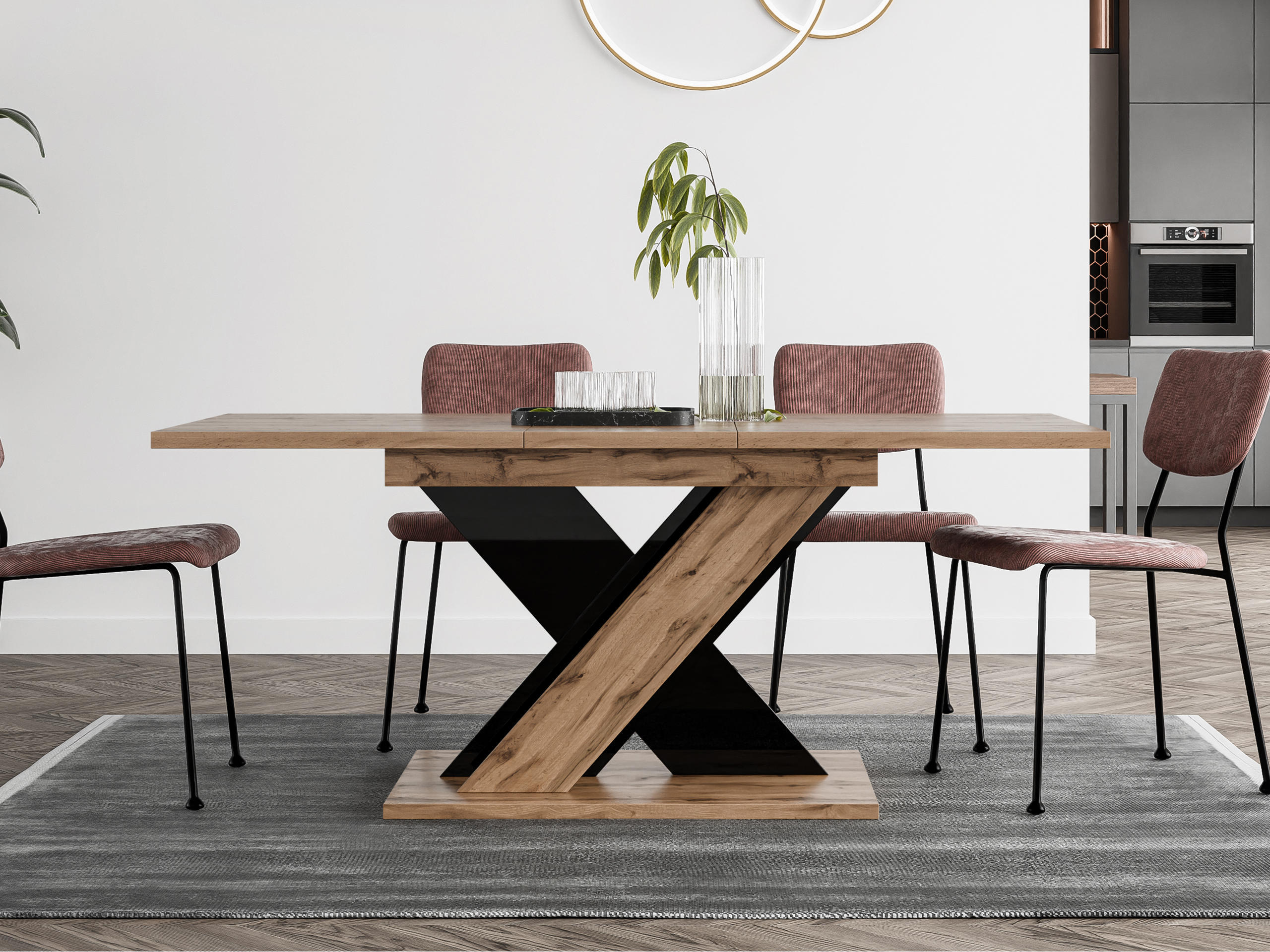 Table Goodyear 141 (Wotan Oak + Glossy black)