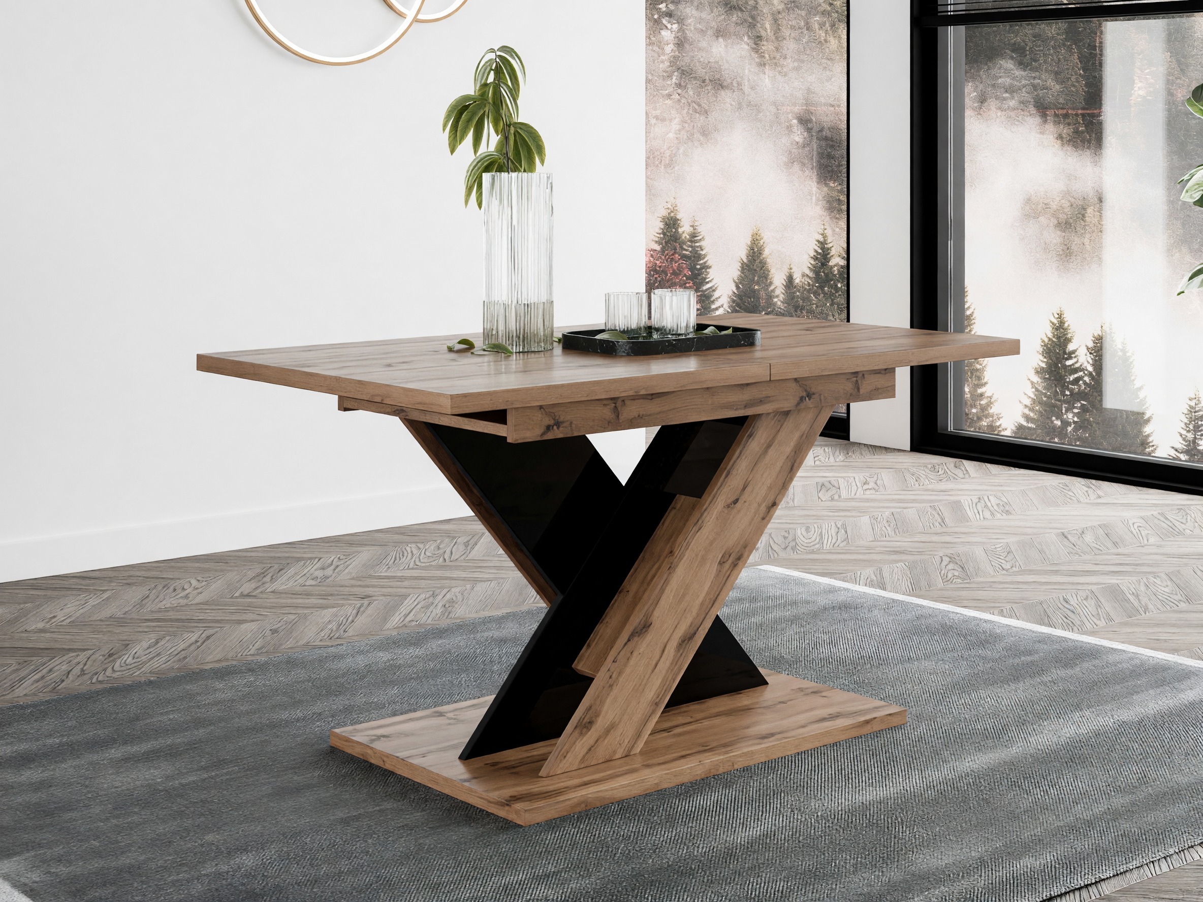 Table Goodyear 141 (Wotan Oak + Glossy black)