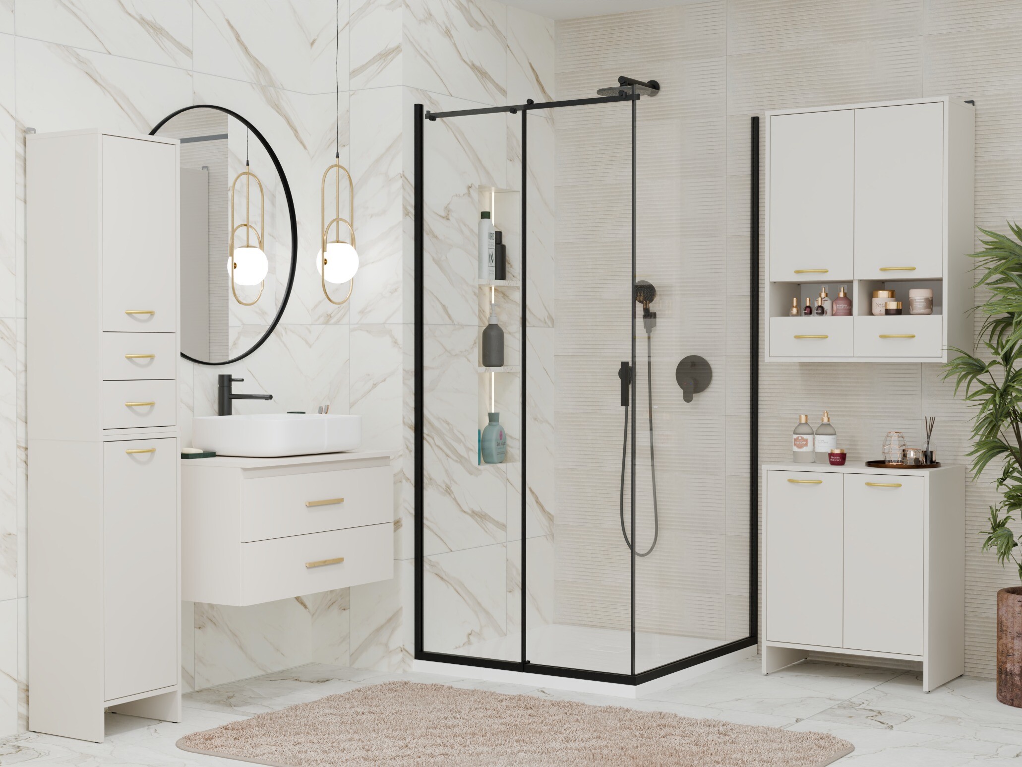 Wall-mounted bathroom cabinet Servou 115 (Cashmere)