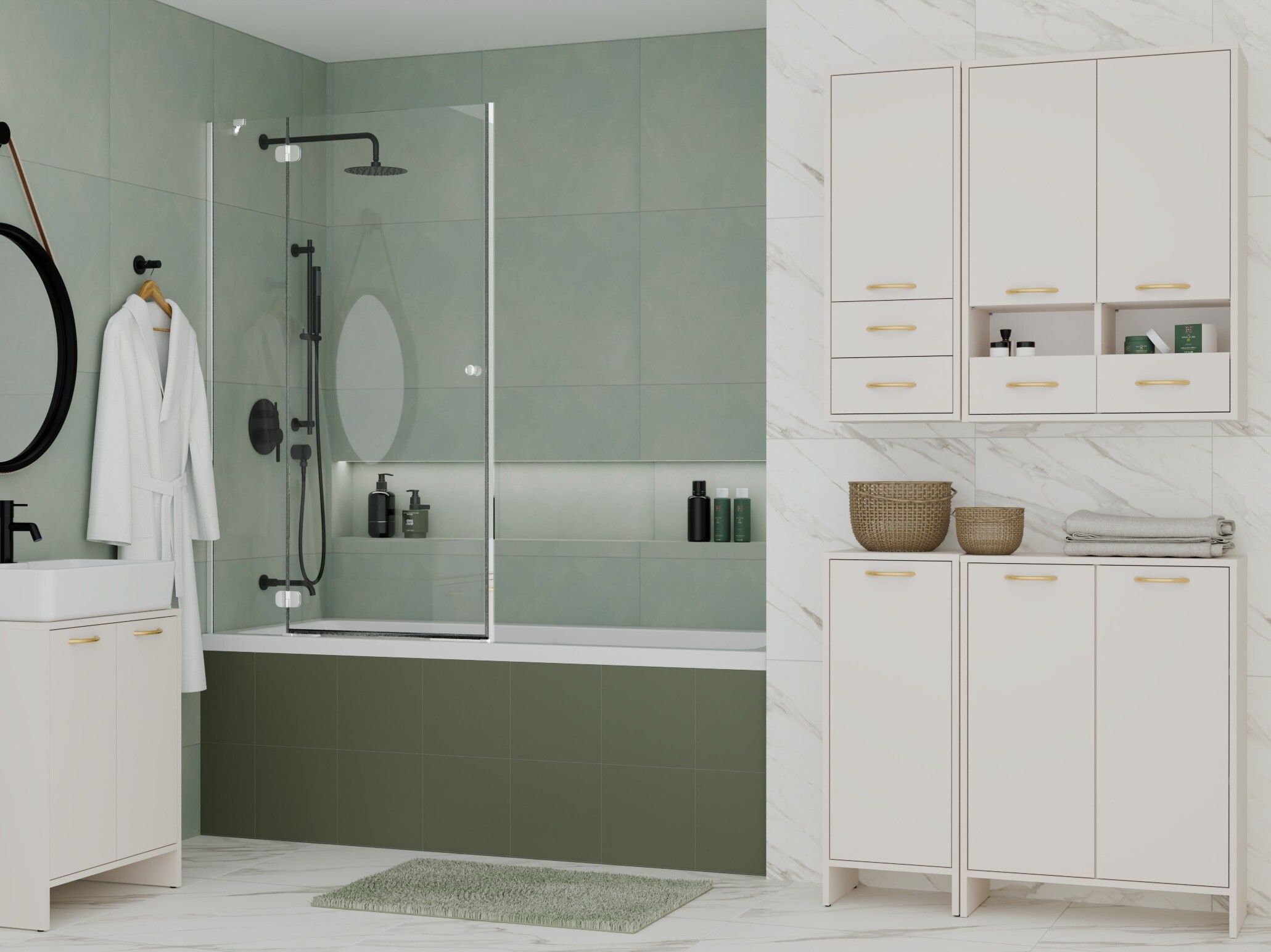 Wall-mounted bathroom cabinet Servou 115 (Cashmere)