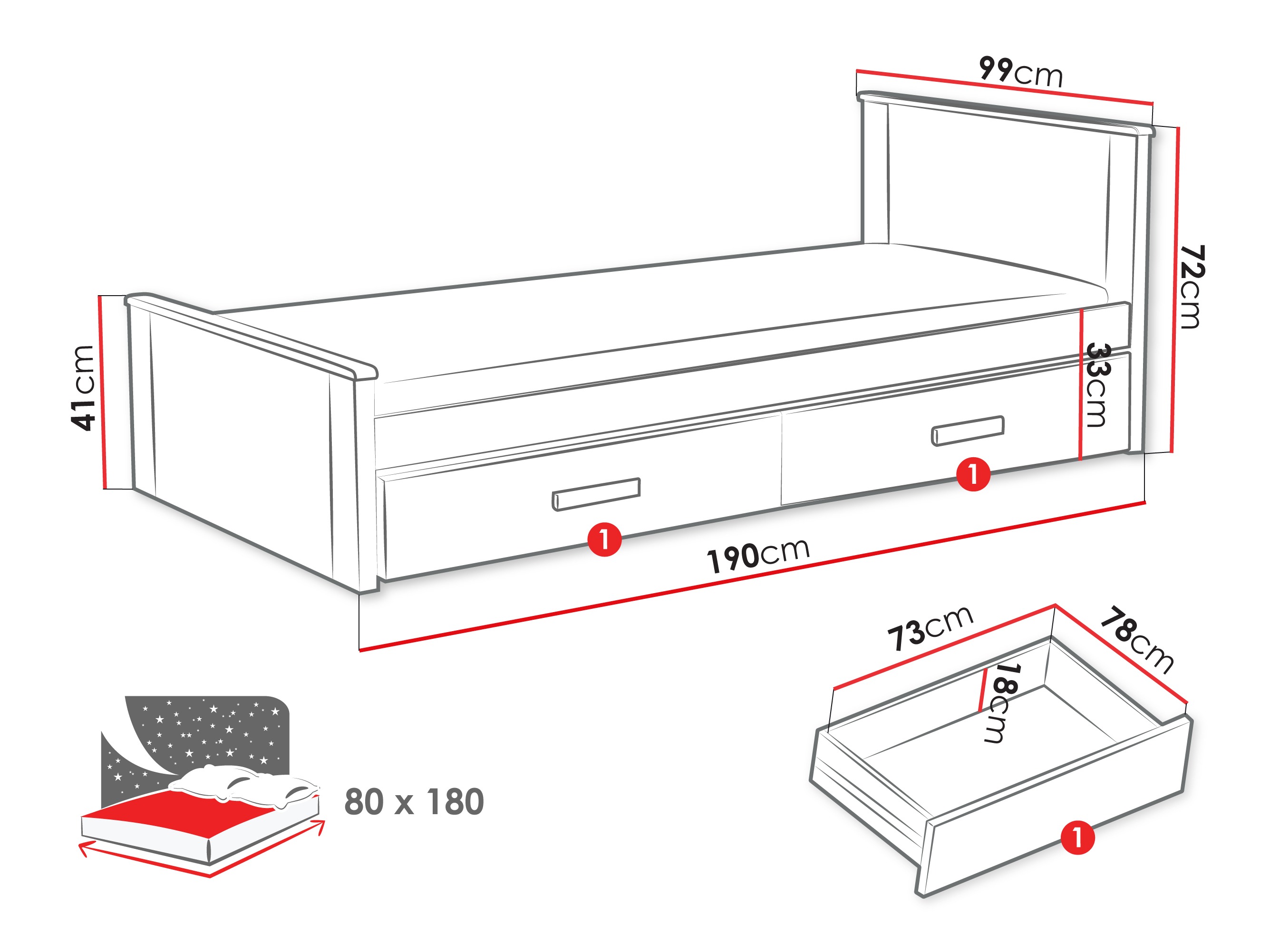 Bed Henderson 116 (White + Cashmere)